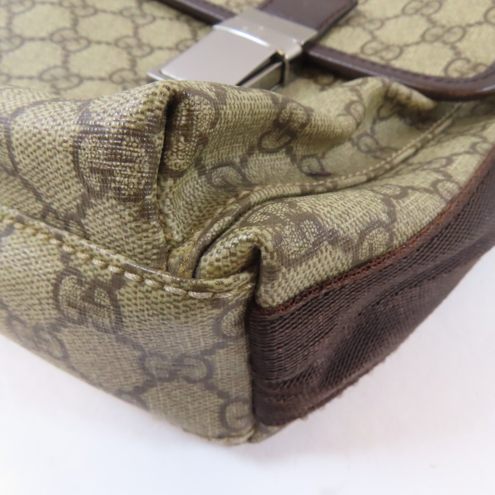 GUCCI 塗層帆布Cross Shoulder Bag銀扣肩背袋啡色