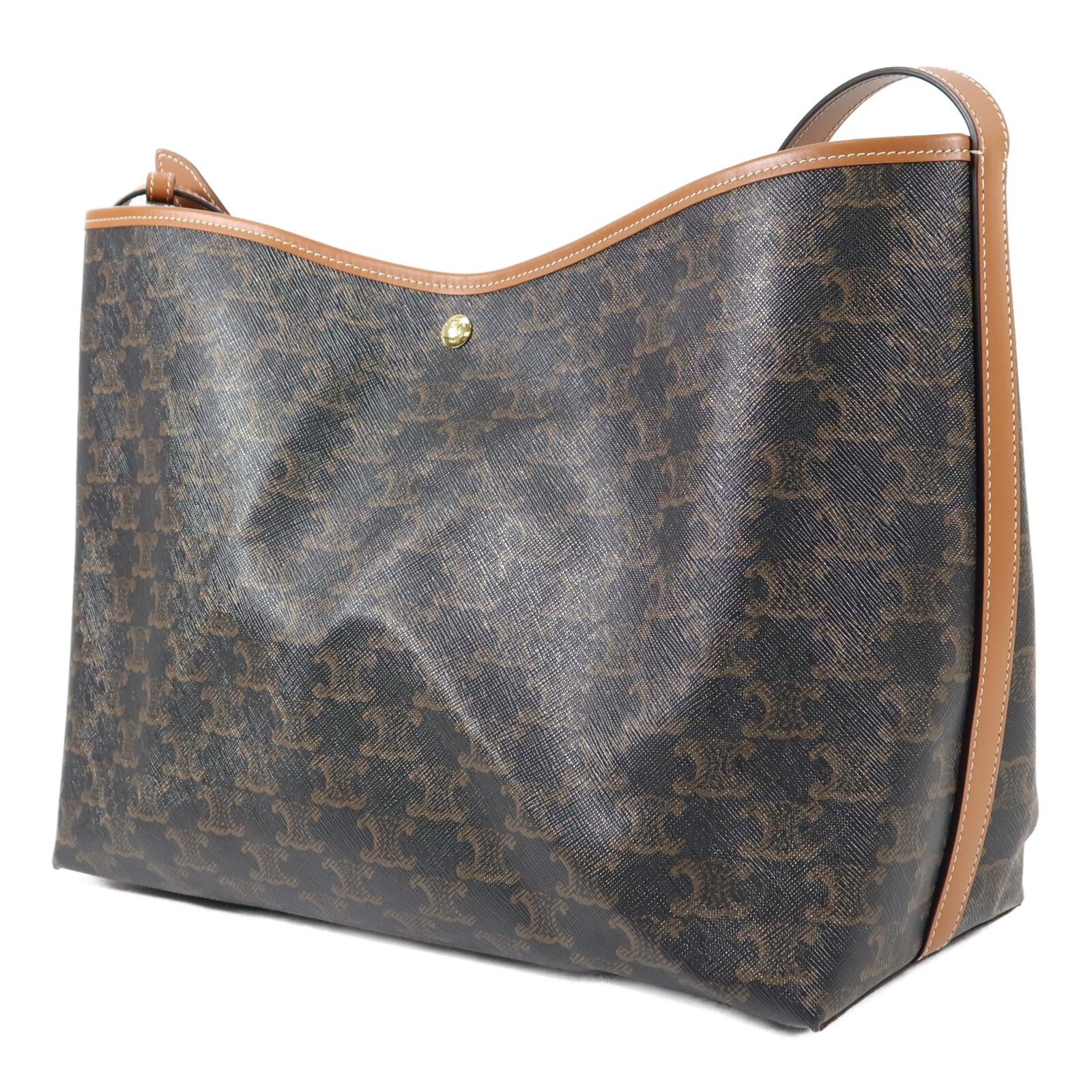 CELINE 塗層帆布/牛皮皮革Soft Shopper肩背袋
