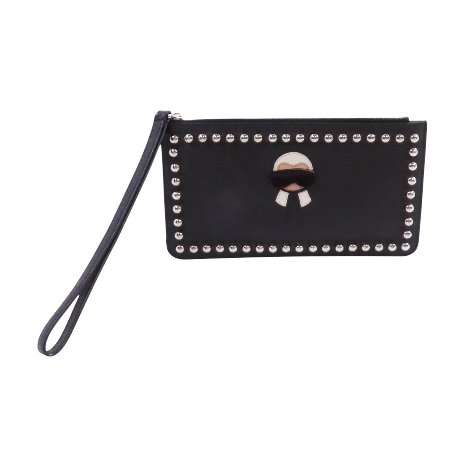 FENDI 塗層皮革Studded Karlito Clutch Pouch銀扣手拿包
