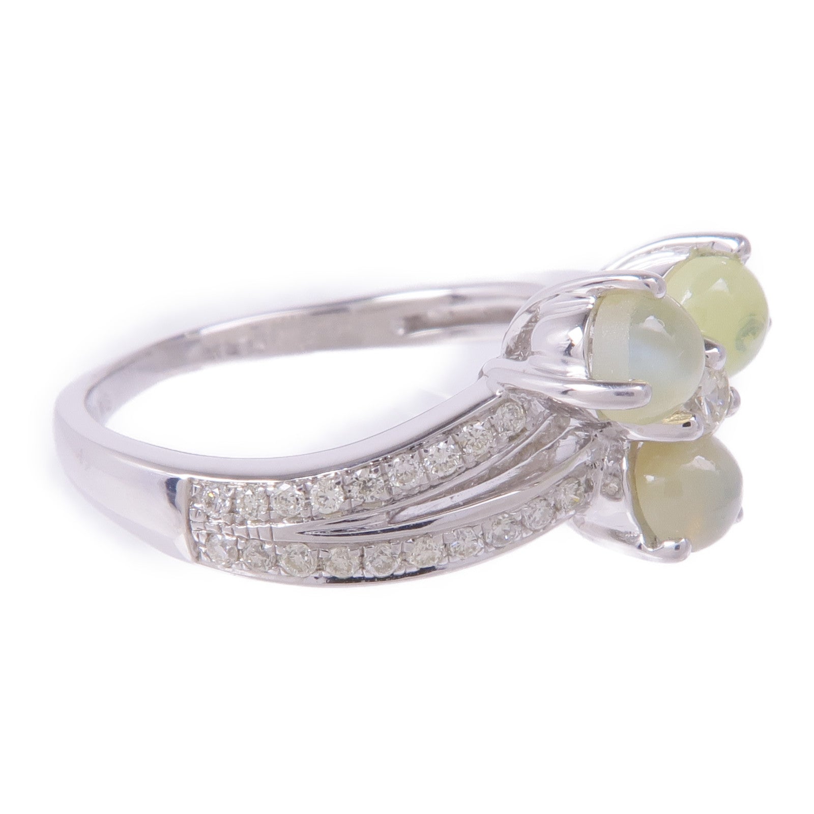 JEWELRY 18K白金Cat's Eye Diamond Ring貓眼石/鑽石戒指US#6