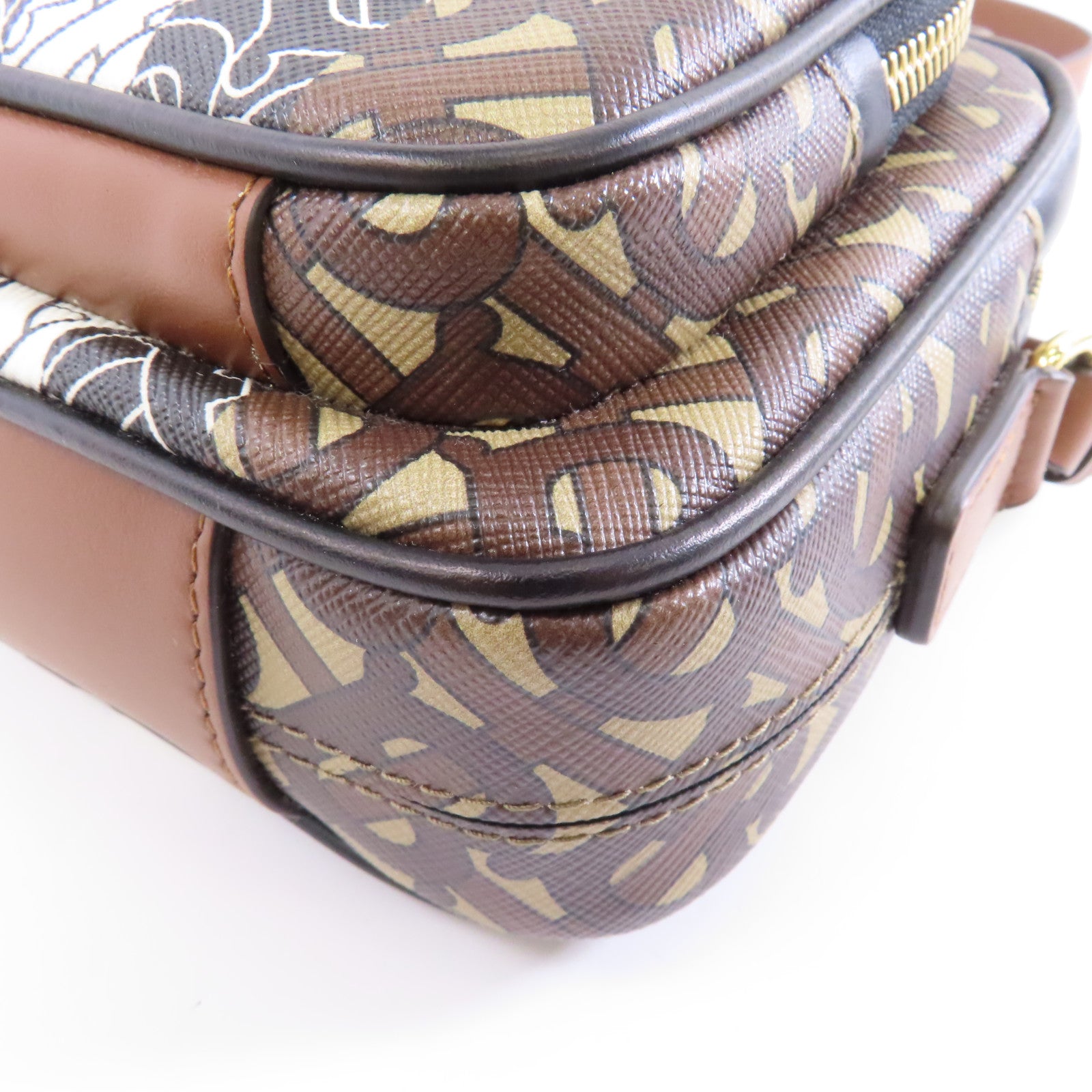 BURBERRY 【激減優惠】塗層帆布Shoulder Bag金扣肩背袋啡色