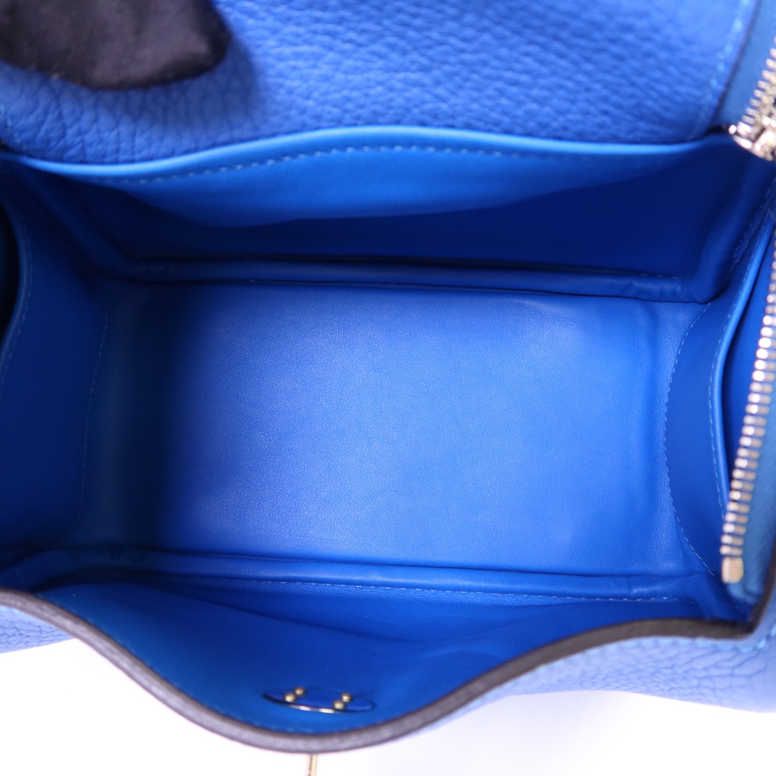 HERMES Clemence皮革Mini Lindy銀扣手挽肩背兩用袋Bleu Hydra