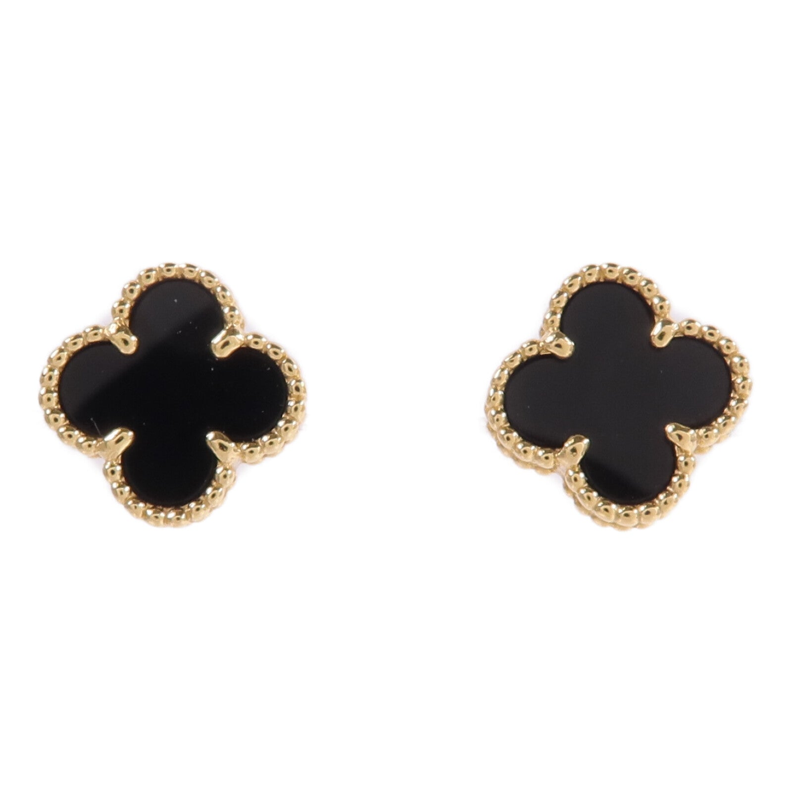 Van Cleef & Arpels 18K黃金Sweet Alhambra Earstuds縞瑪瑙耳環