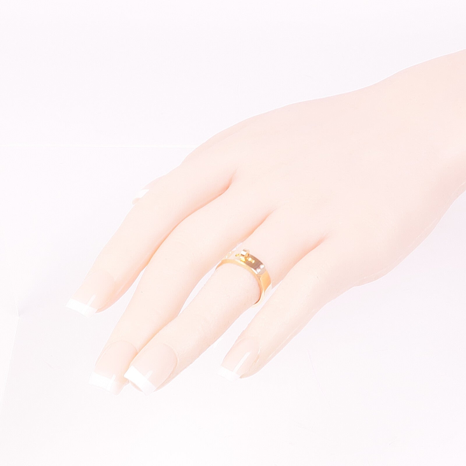 HERMES 18K玫瑰金Kelly Ring鑽石戒指Hermes#51/US#5.5