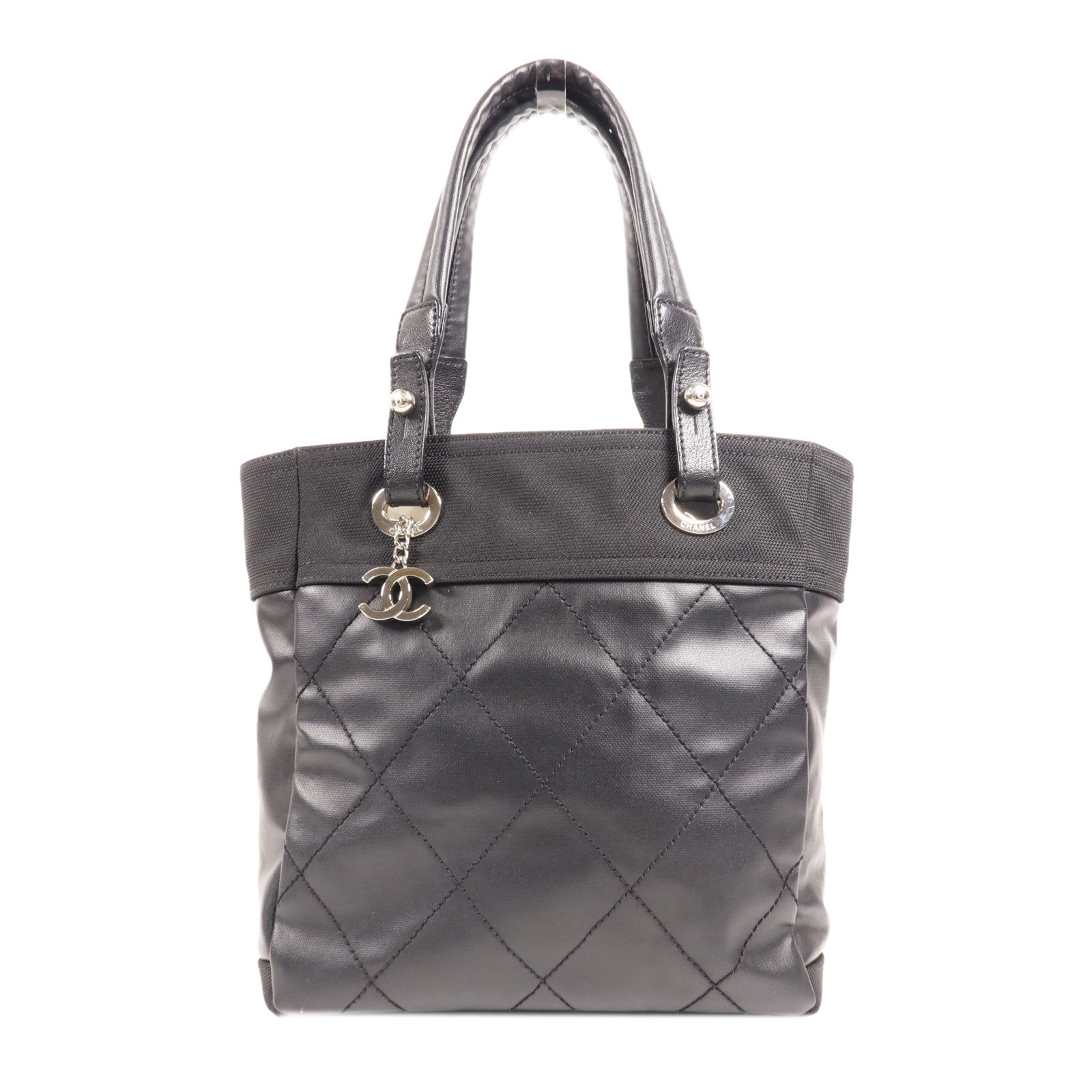 CHANEL 牛皮皮革Tote Bag銀扣手挽袋