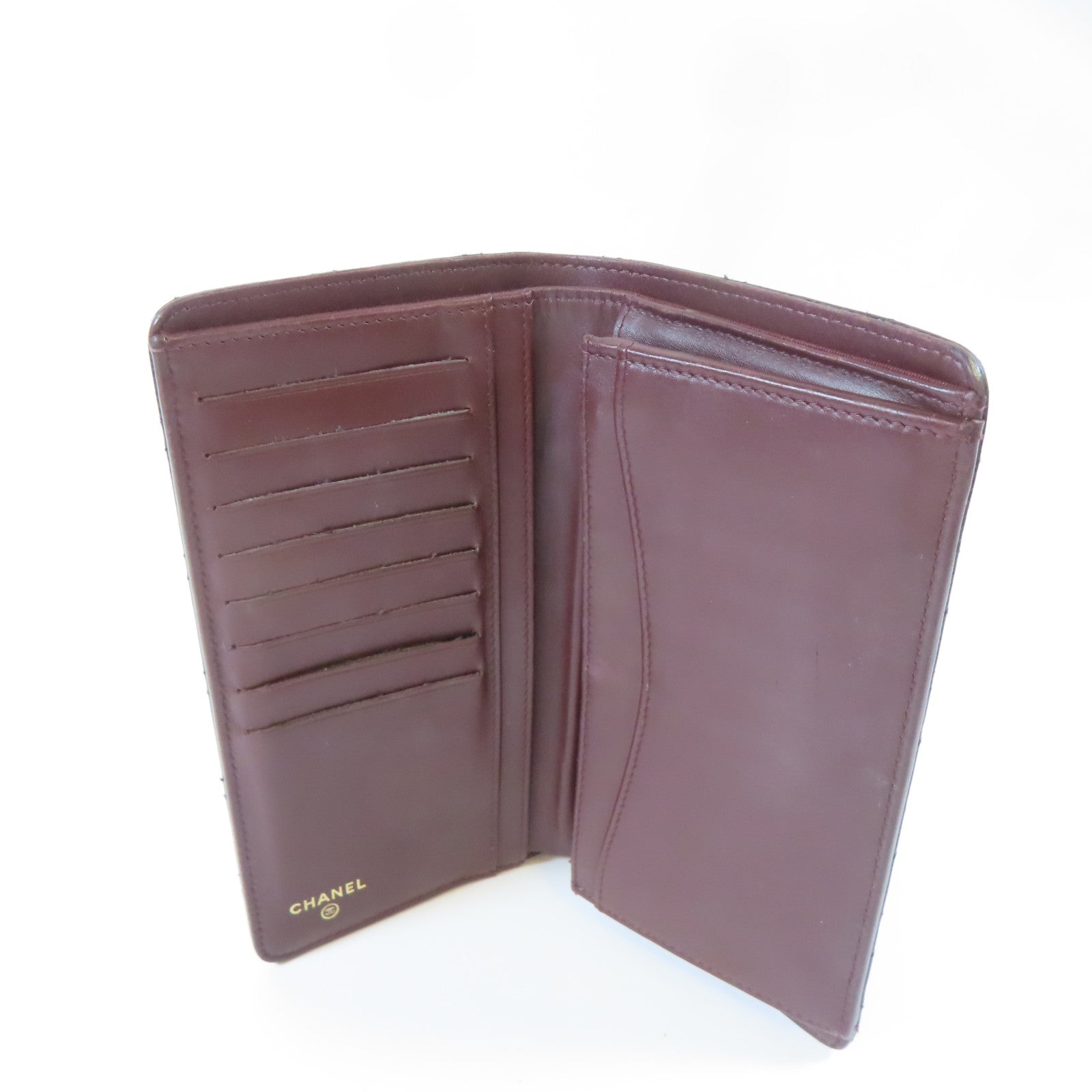 CHANEL 菱格Caviar皮革Long Bifold Wallet金扣長錢包黑色