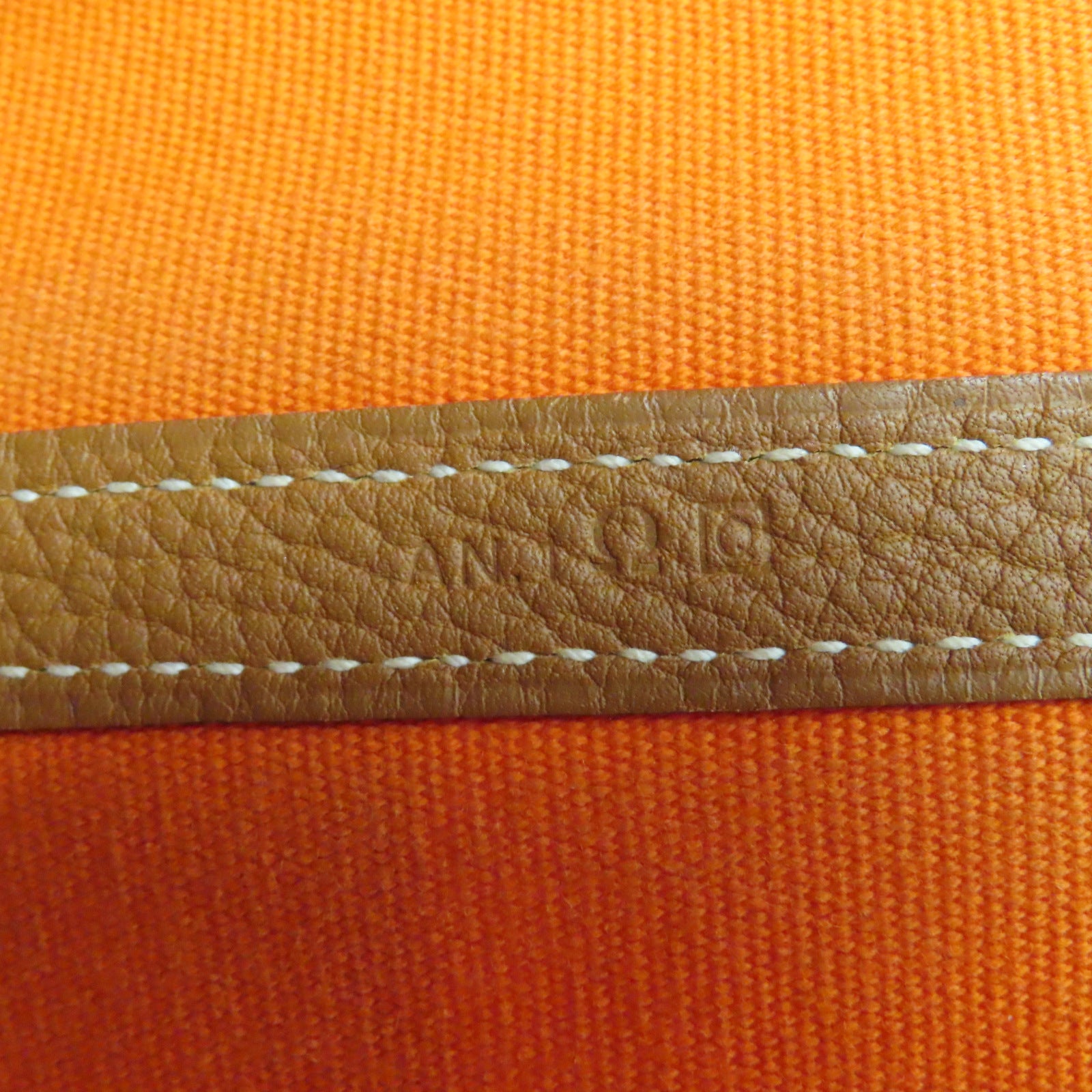 HERMES **【激減優惠】帆布GardenParty PM銀扣手挽袋橙色/米色