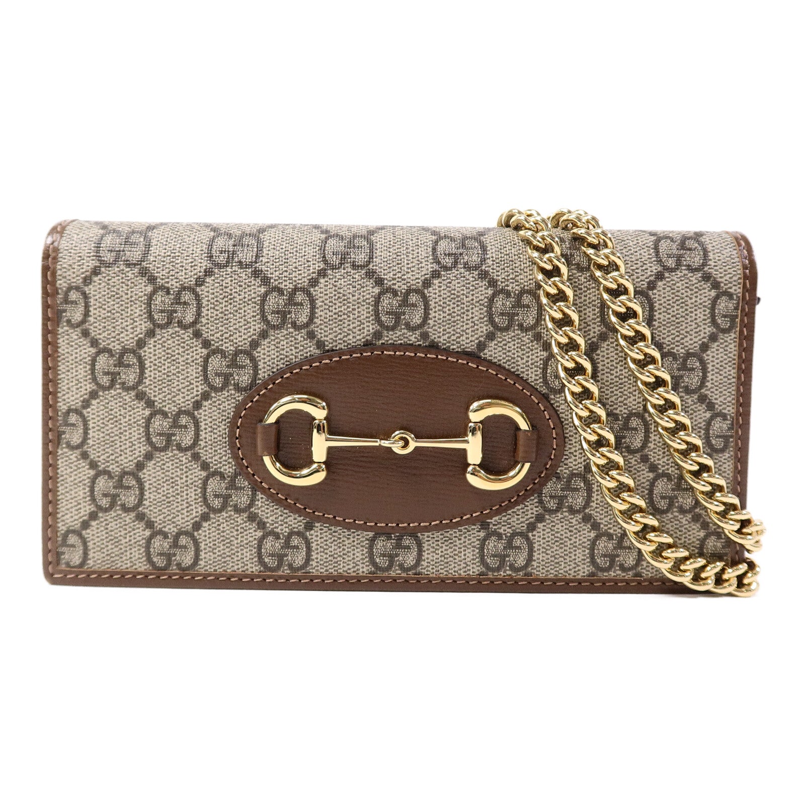 GUCCI 塗層帆布Horsebit1955 Wallet with Chain鏈帶肩背袋