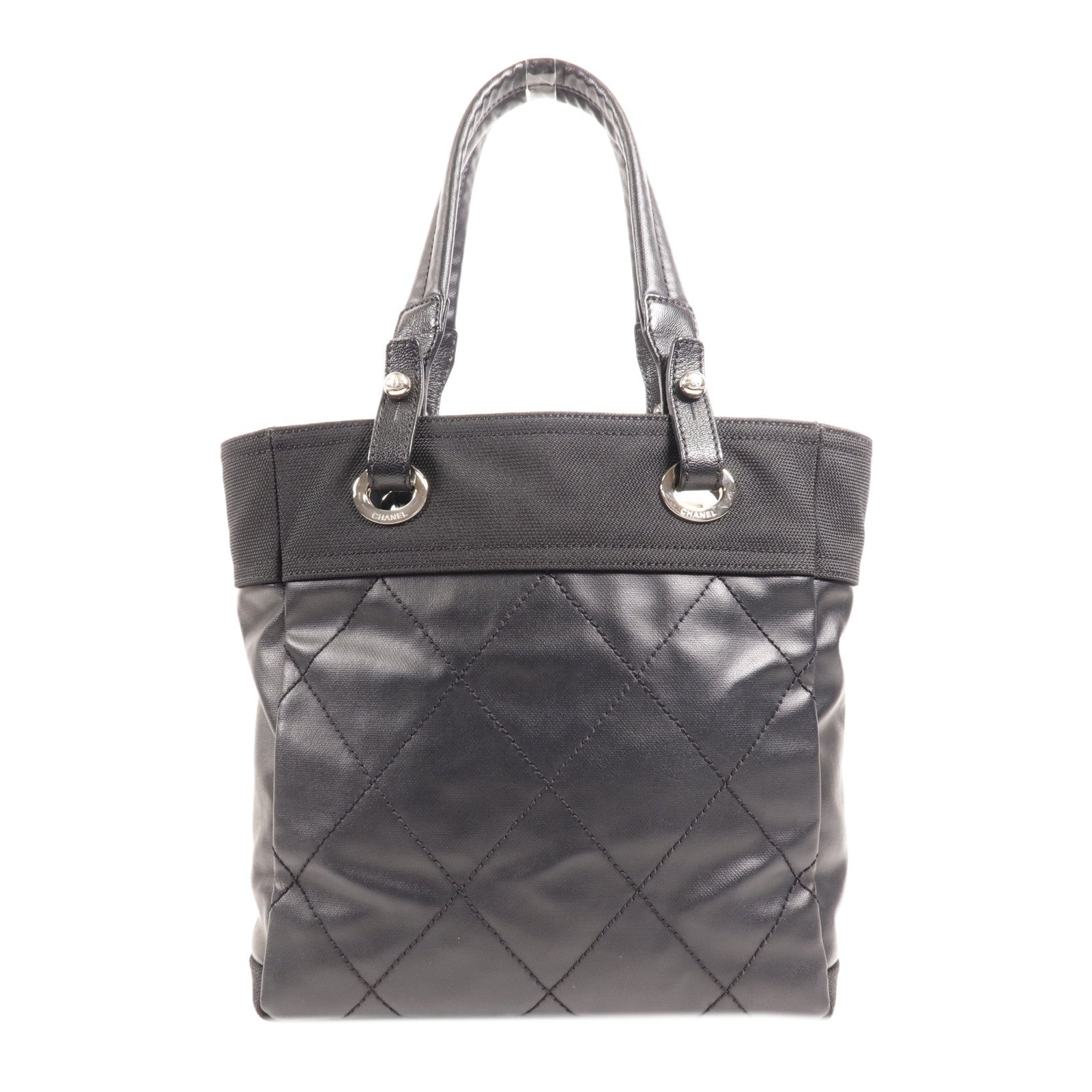 CHANEL 牛皮皮革Tote Bag銀扣手挽袋