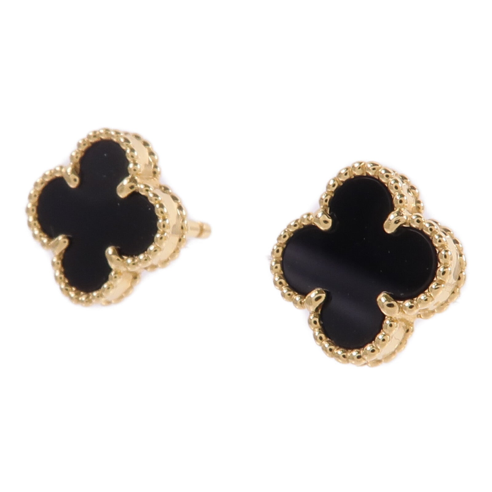 Van Cleef & Arpels 18K黃金Sweet Alhambra Earstuds縞瑪瑙耳環