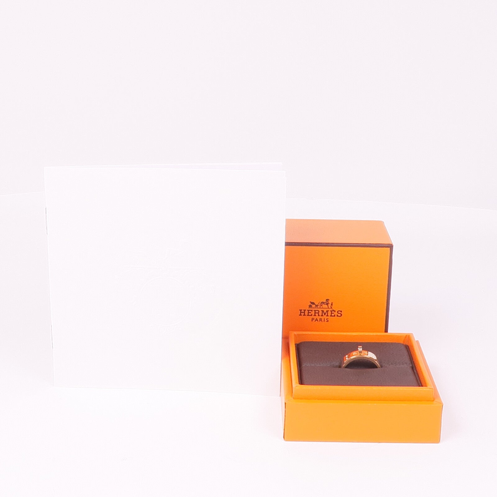 HERMES 18K玫瑰金Kelly Ring鑽石戒指Hermes#51/US#5.5