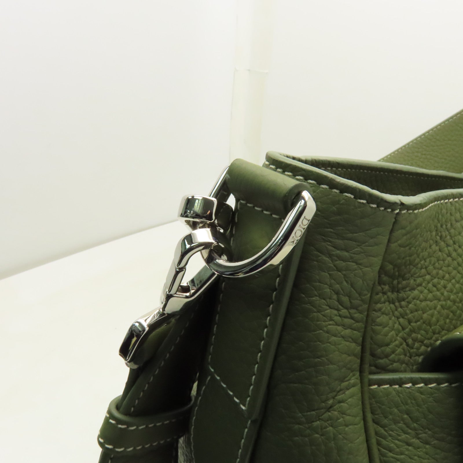 Dior 【激減優惠】牛皮皮革2way Shoulder Bag銀扣手挽肩背兩用袋卡其色