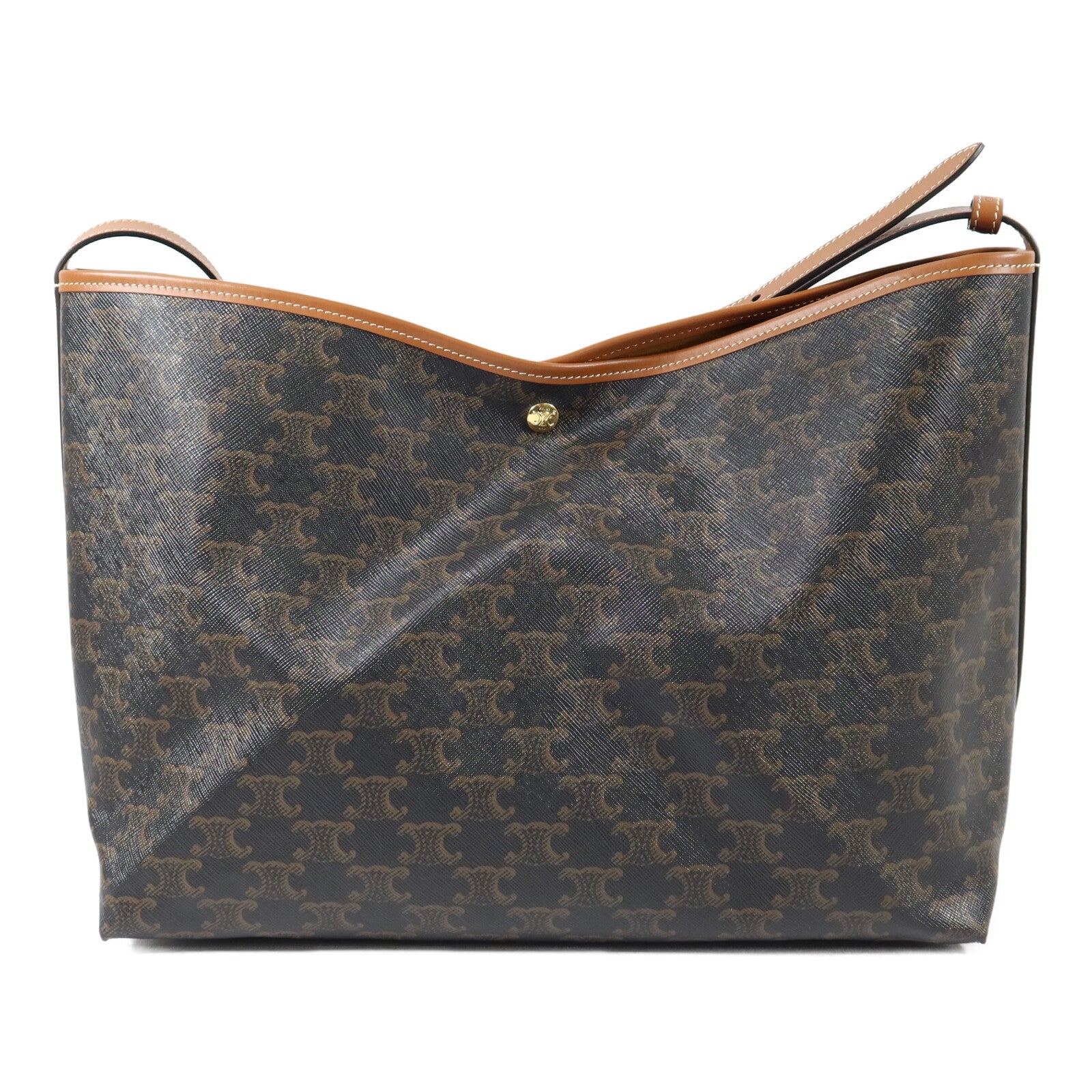 CELINE 塗層帆布/牛皮皮革Soft Shopper肩背袋