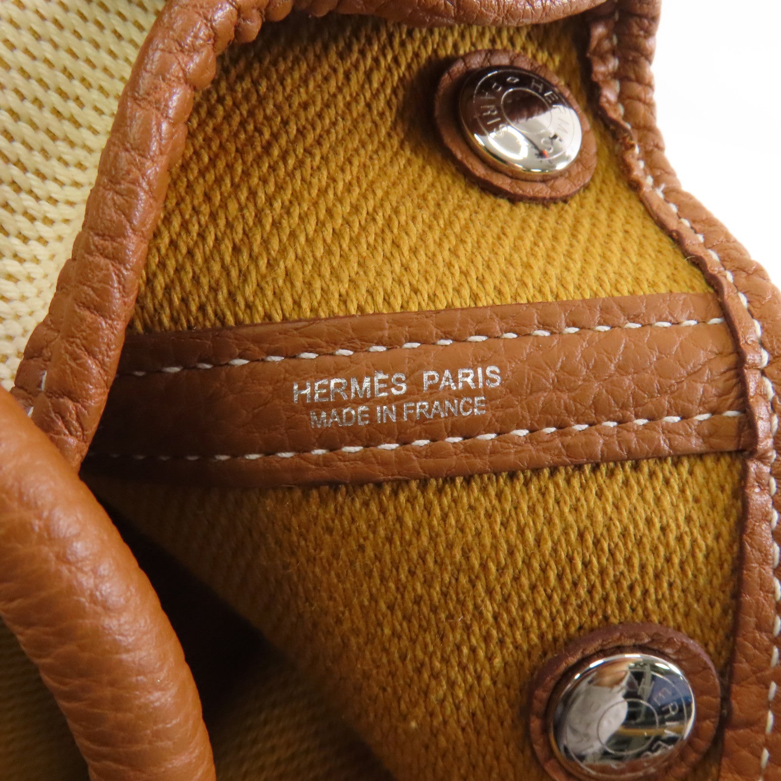 HERMES 【激減優惠】帆布Garden Party TPM銀扣手挽袋啡色