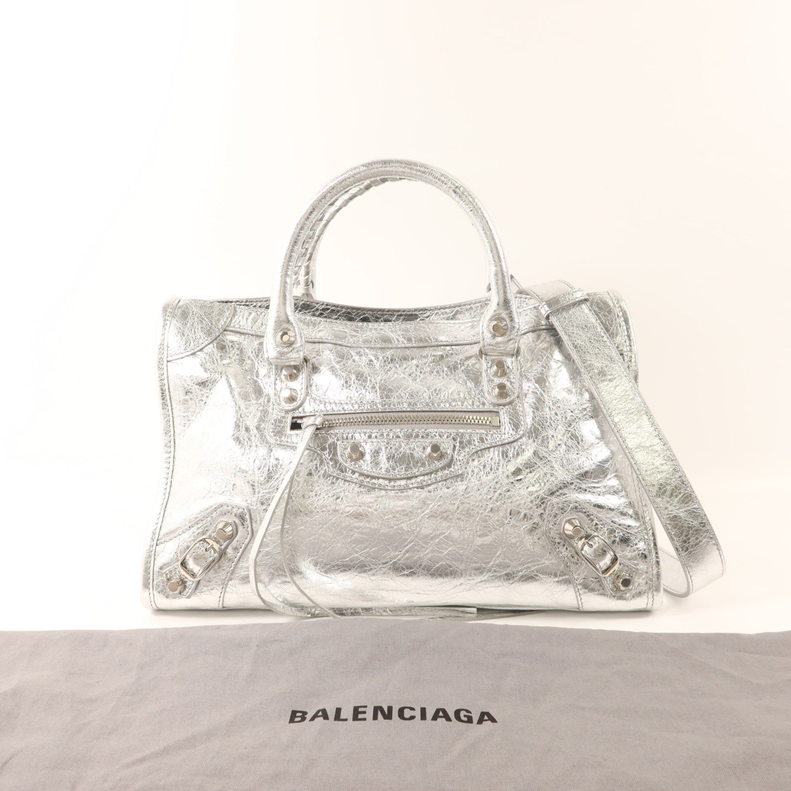 BALENCIAGA 牛皮皮革Le City Bag Small銀扣手挽肩背兩用袋