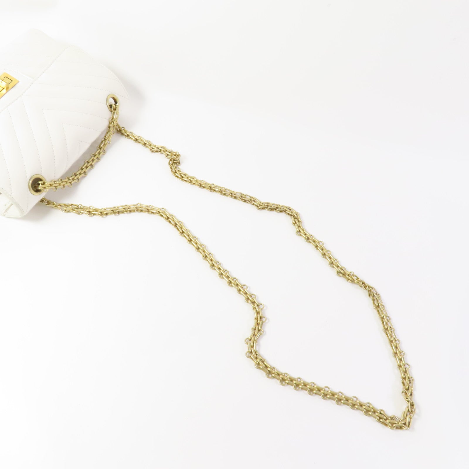 CHANEL 牛皮皮革2.55 20cm金扣鏈帶肩背袋