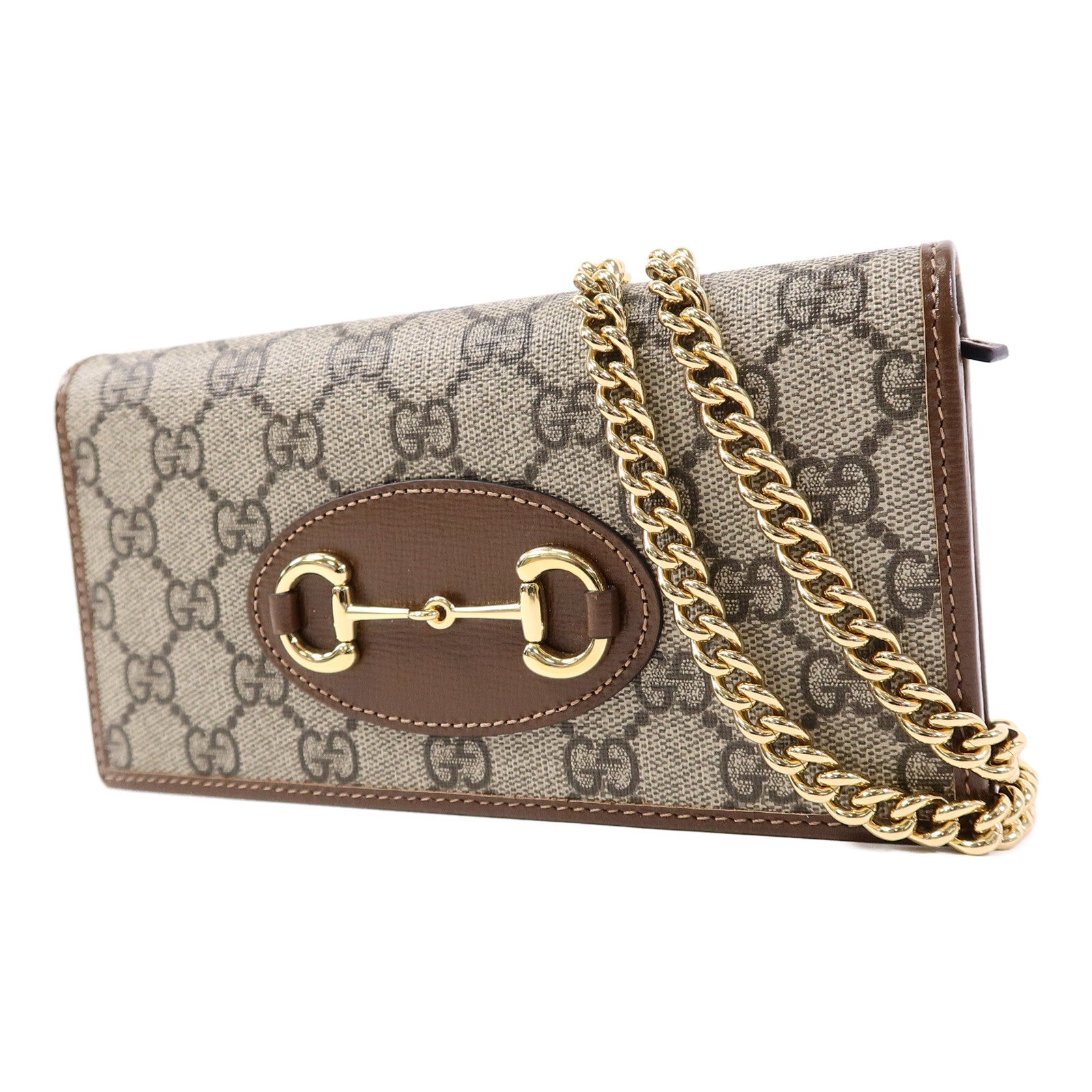 GUCCI 塗層帆布Horsebit1955 Wallet with Chain鏈帶肩背袋