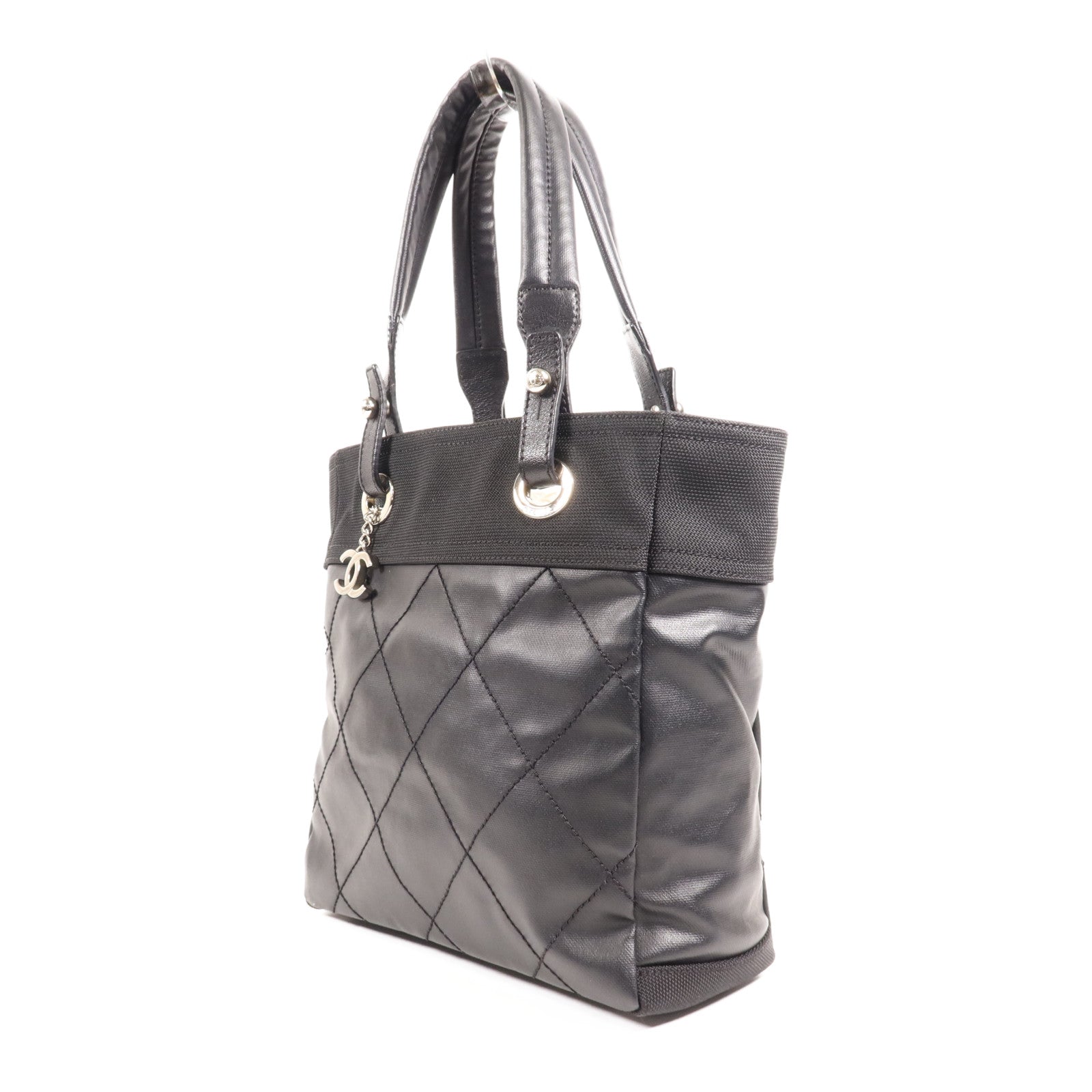 CHANEL 牛皮皮革Tote Bag銀扣手挽袋