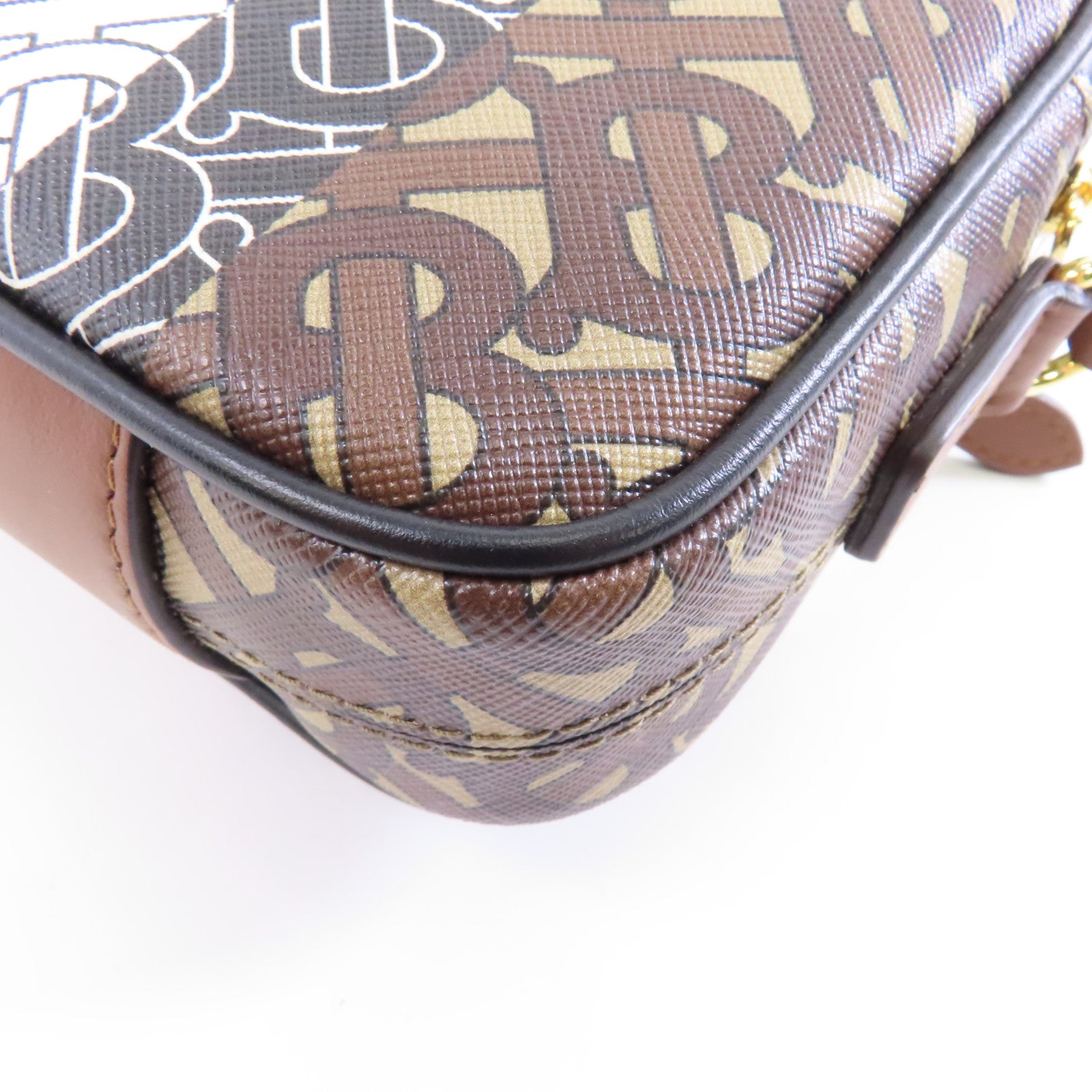 BURBERRY 【激減優惠】塗層帆布Shoulder Bag金扣肩背袋啡色
