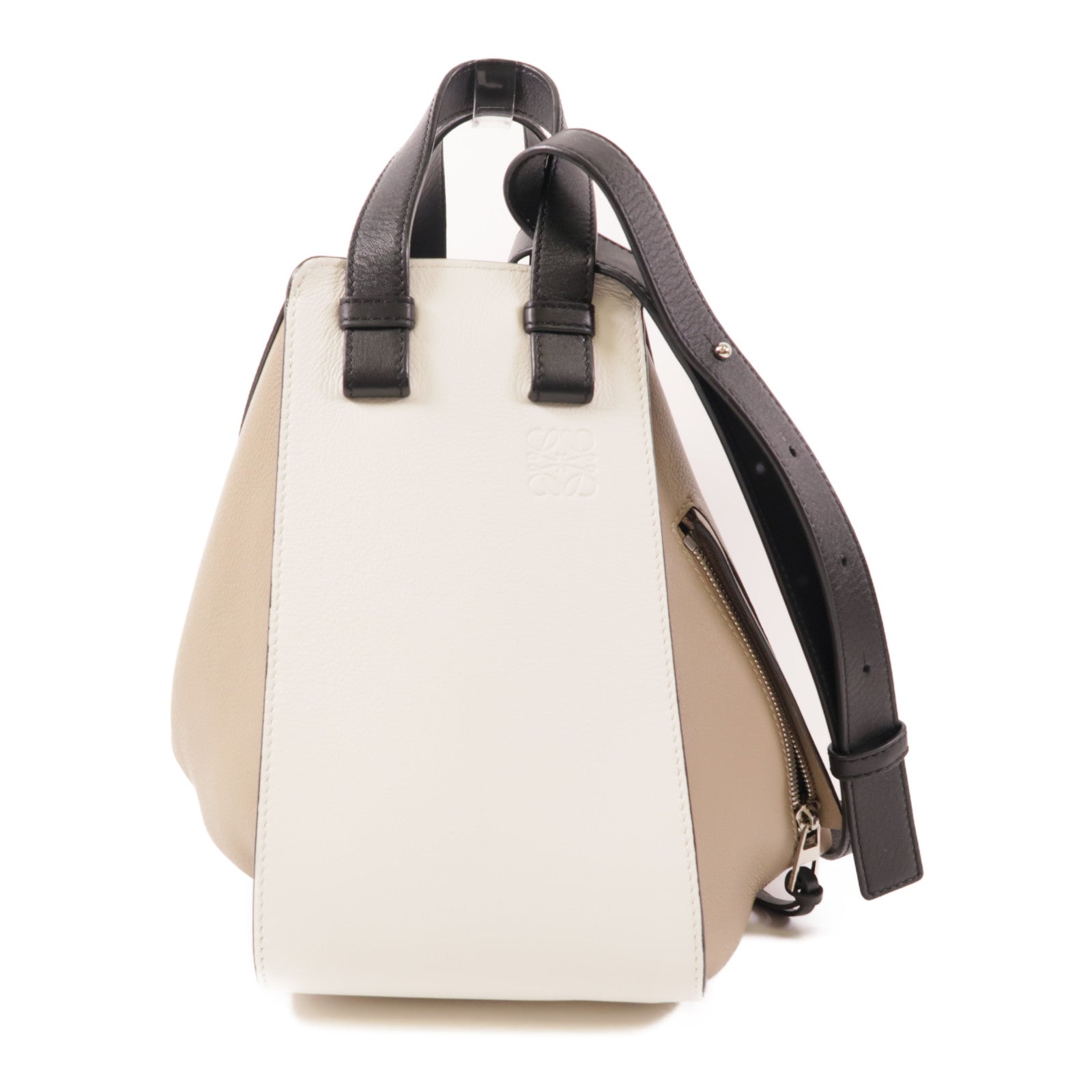 LOEWE 牛皮皮革Hammock銀扣手挽肩背兩用袋