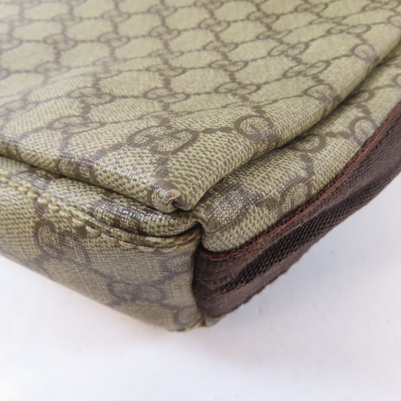 GUCCI 塗層帆布Cross Shoulder Bag銀扣肩背袋啡色