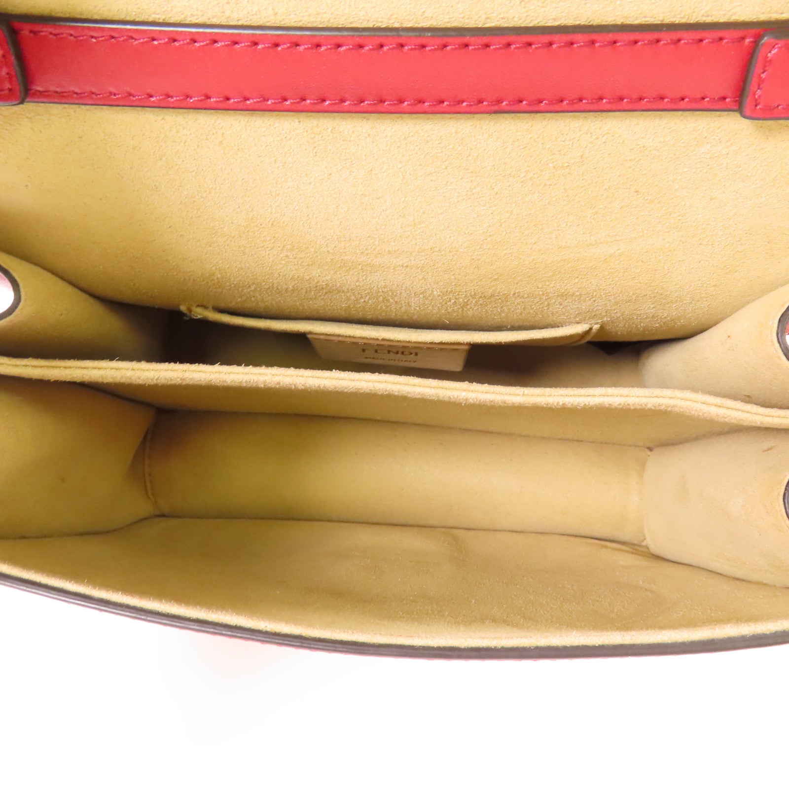 FENDI GHW Kan 1 Bag Chain Shoulder Bag 8M0381 Calfskin Leather Red