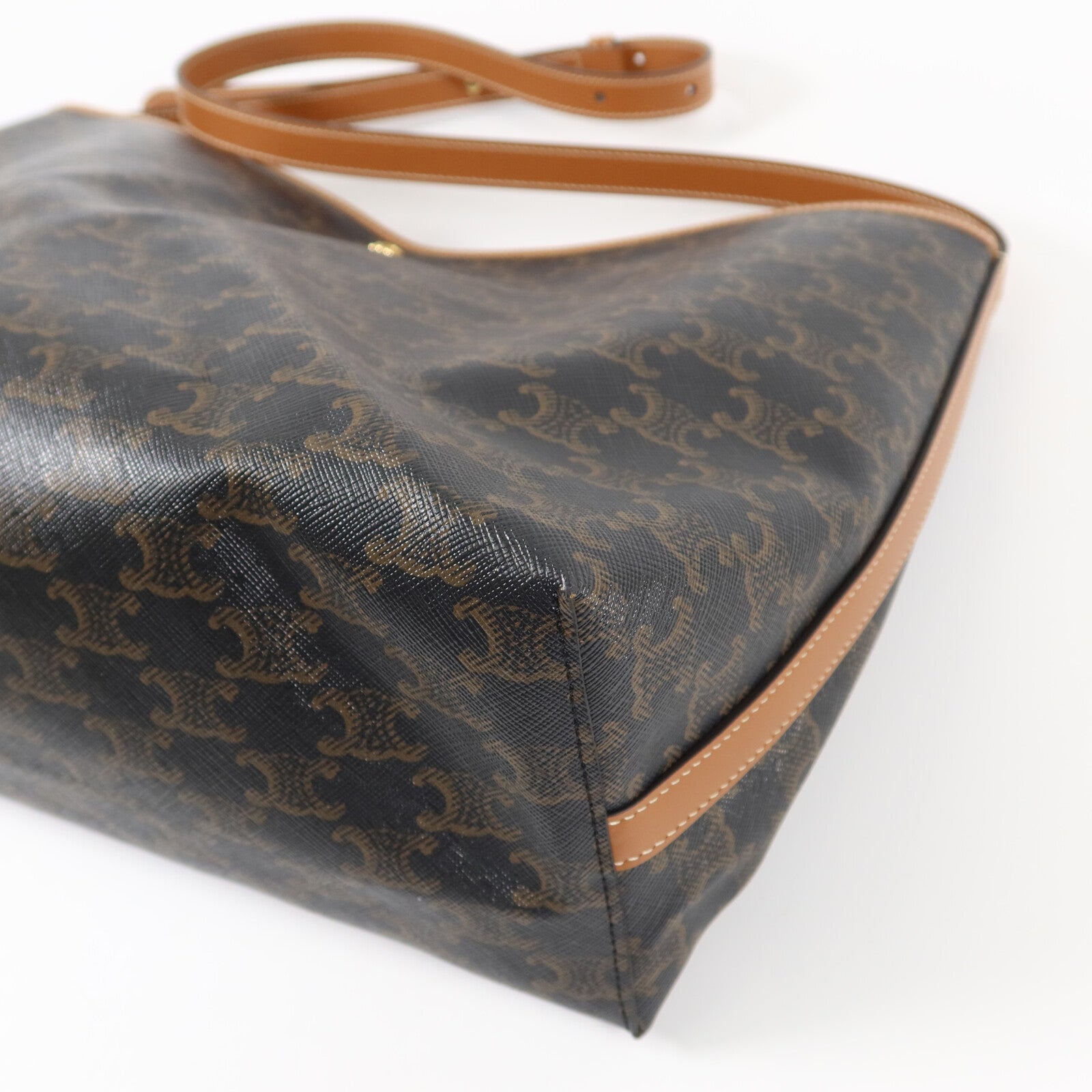 CELINE 塗層帆布/牛皮皮革Soft Shopper肩背袋