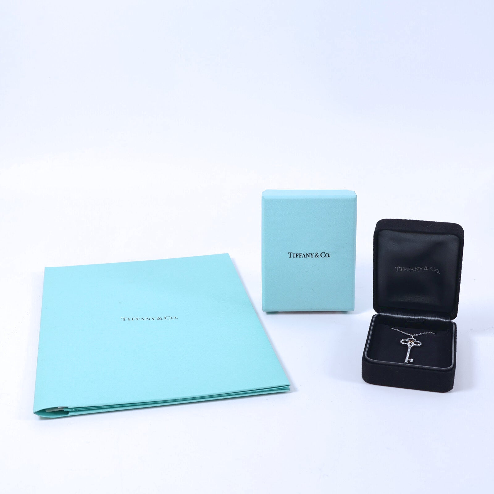 TIFFANY＆CO PT950鉑金Tiffany Crown Key Pendant鑽石項鍊