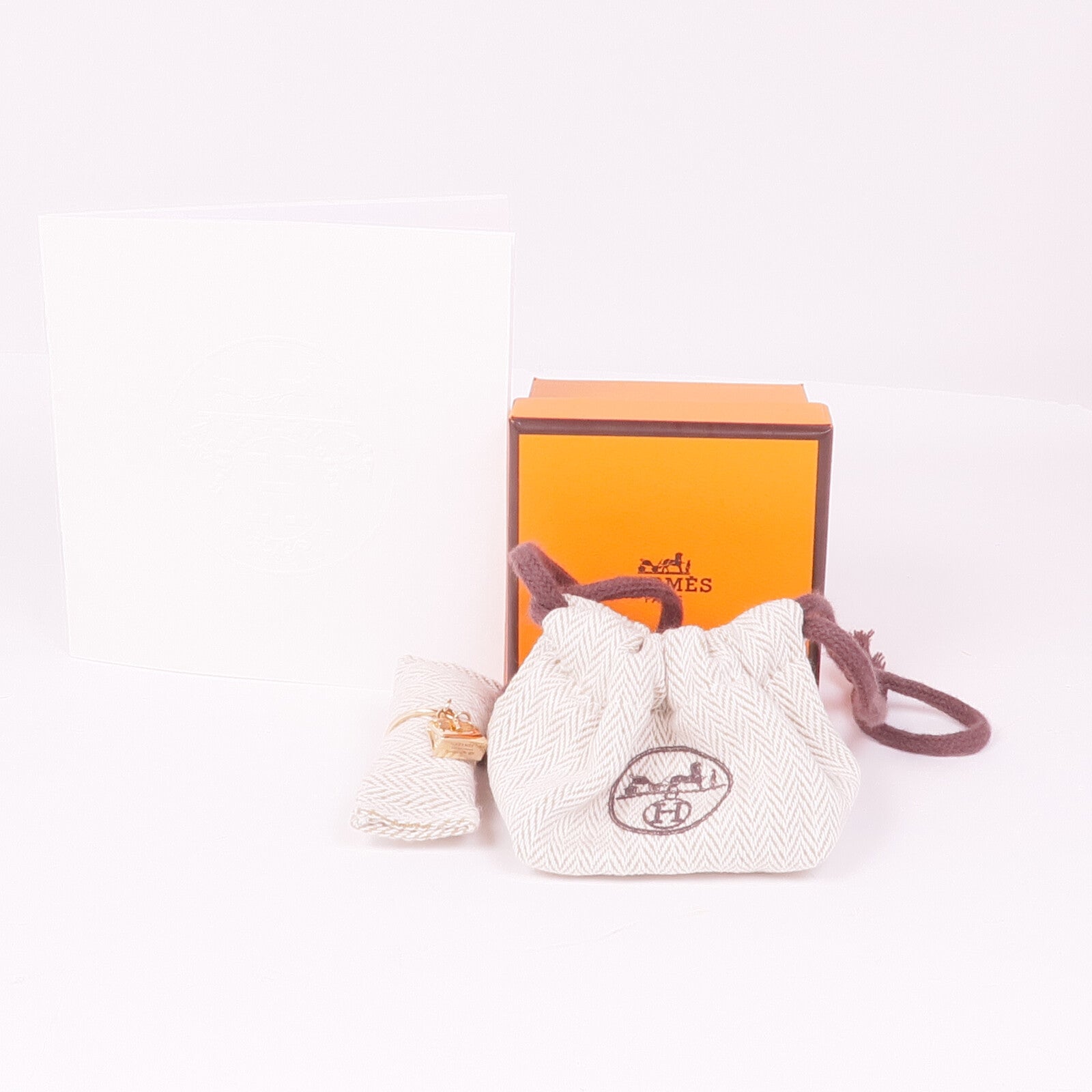 HERMES 18K玫瑰金Amulettes Kelly Ring鑽石戒指Hermes#52/US#6