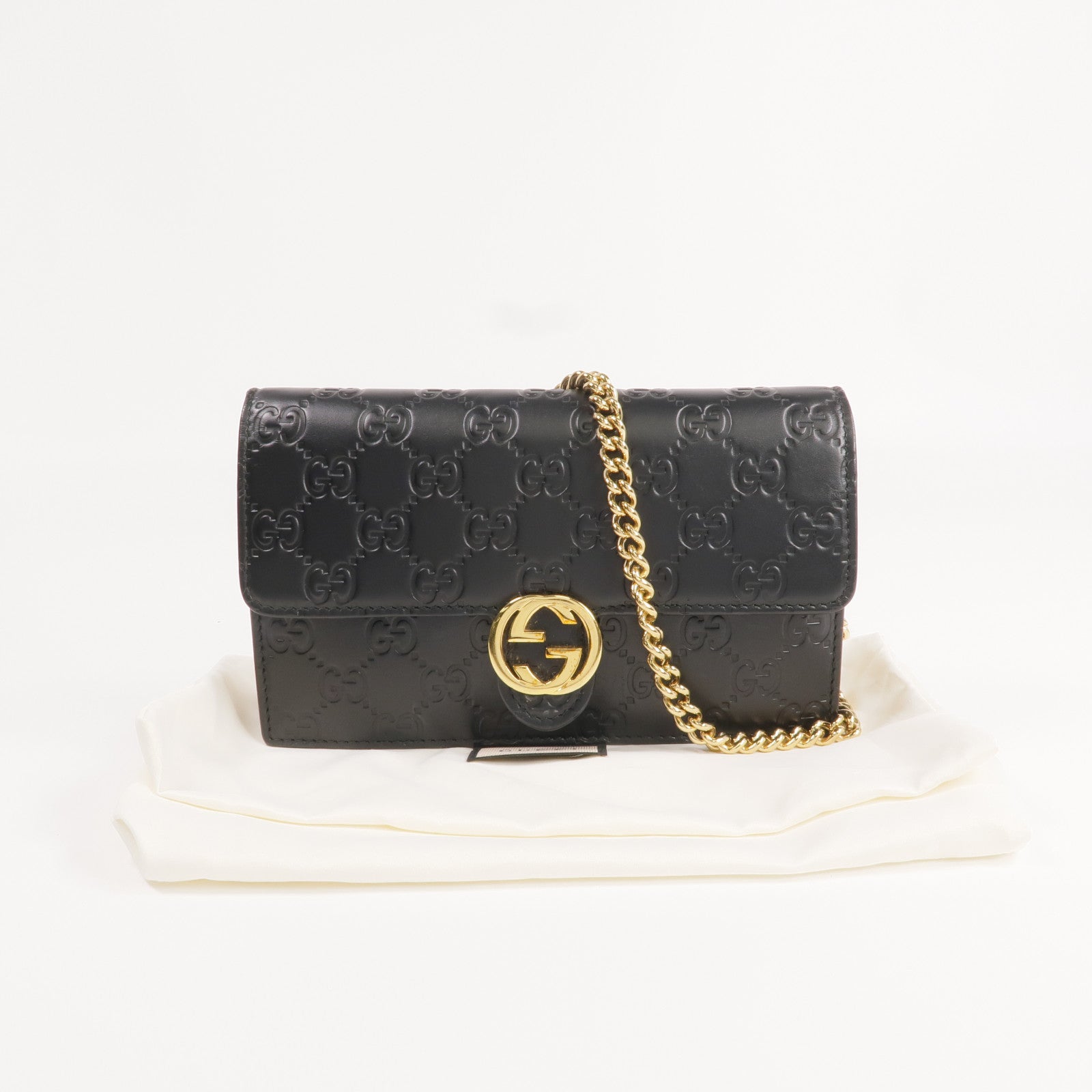 GUCCI 牛皮皮革Chain Shoulder Bag金扣鏈帶肩背袋