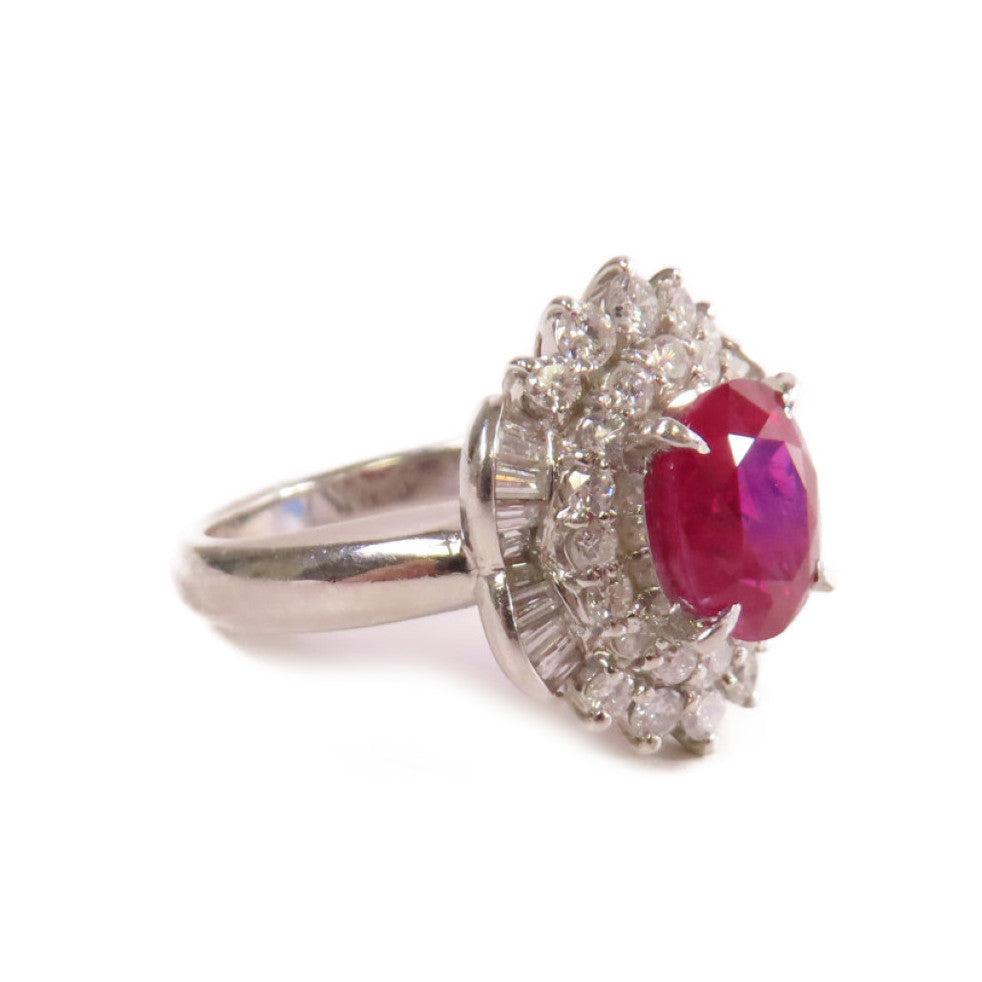JEWELRY 【激減優惠】PT900鉑金/2.13ct紅寶石/0.84ct鑽石Ruby Ring戒指US#5.5