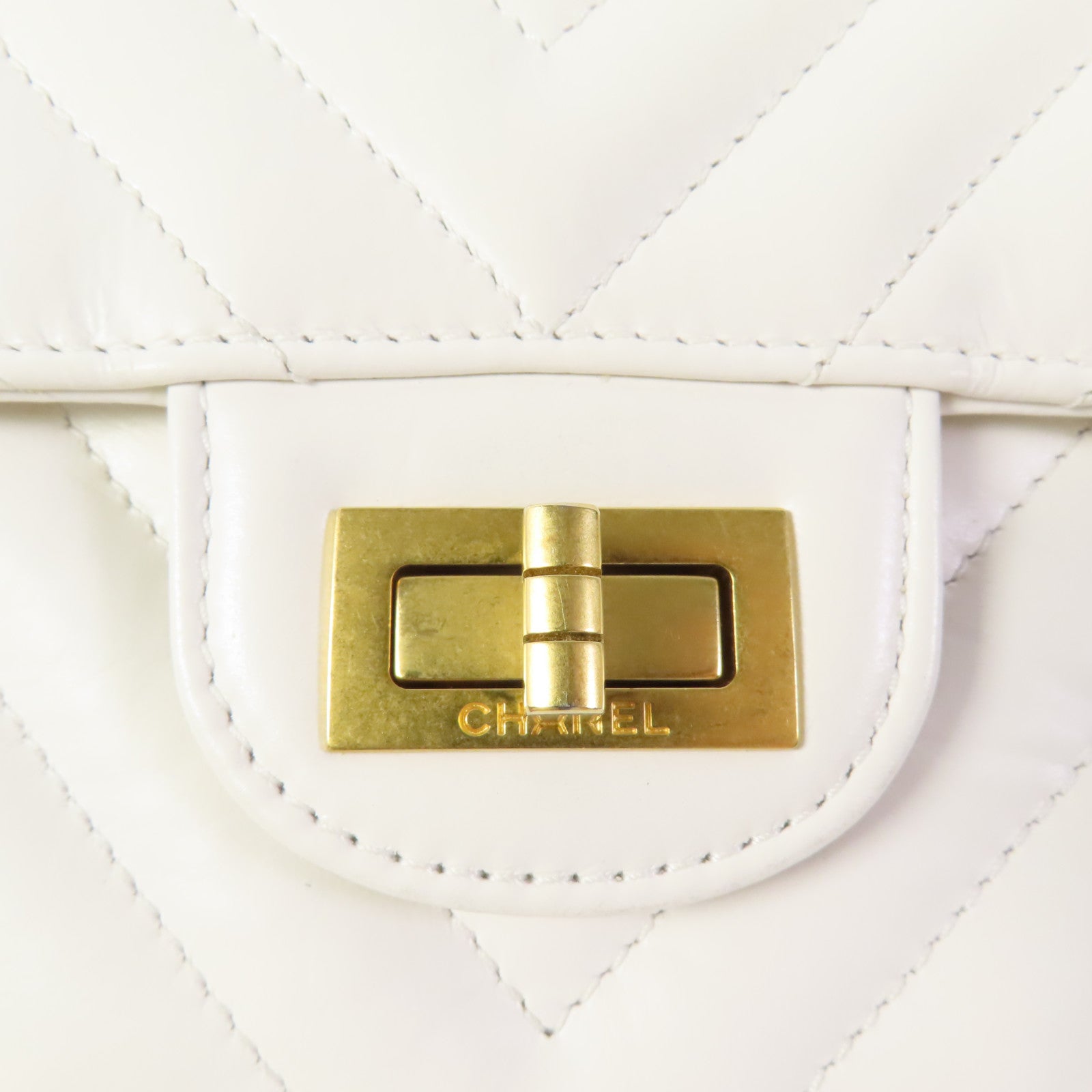 CHANEL 牛皮皮革2.55 20cm金扣鏈帶肩背袋