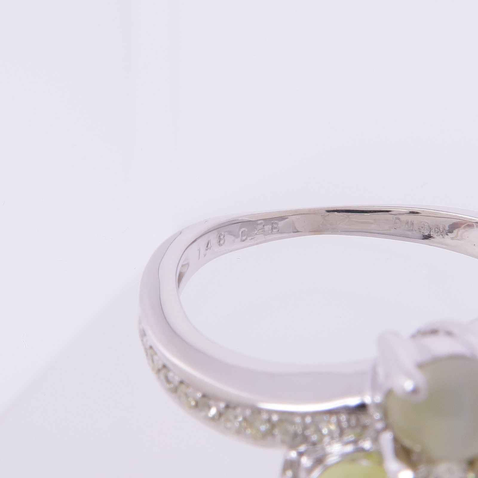 JEWELRY 【激減優惠】18K白金Cat's Eye Diamond Ring貓眼石/鑽石戒指US#6