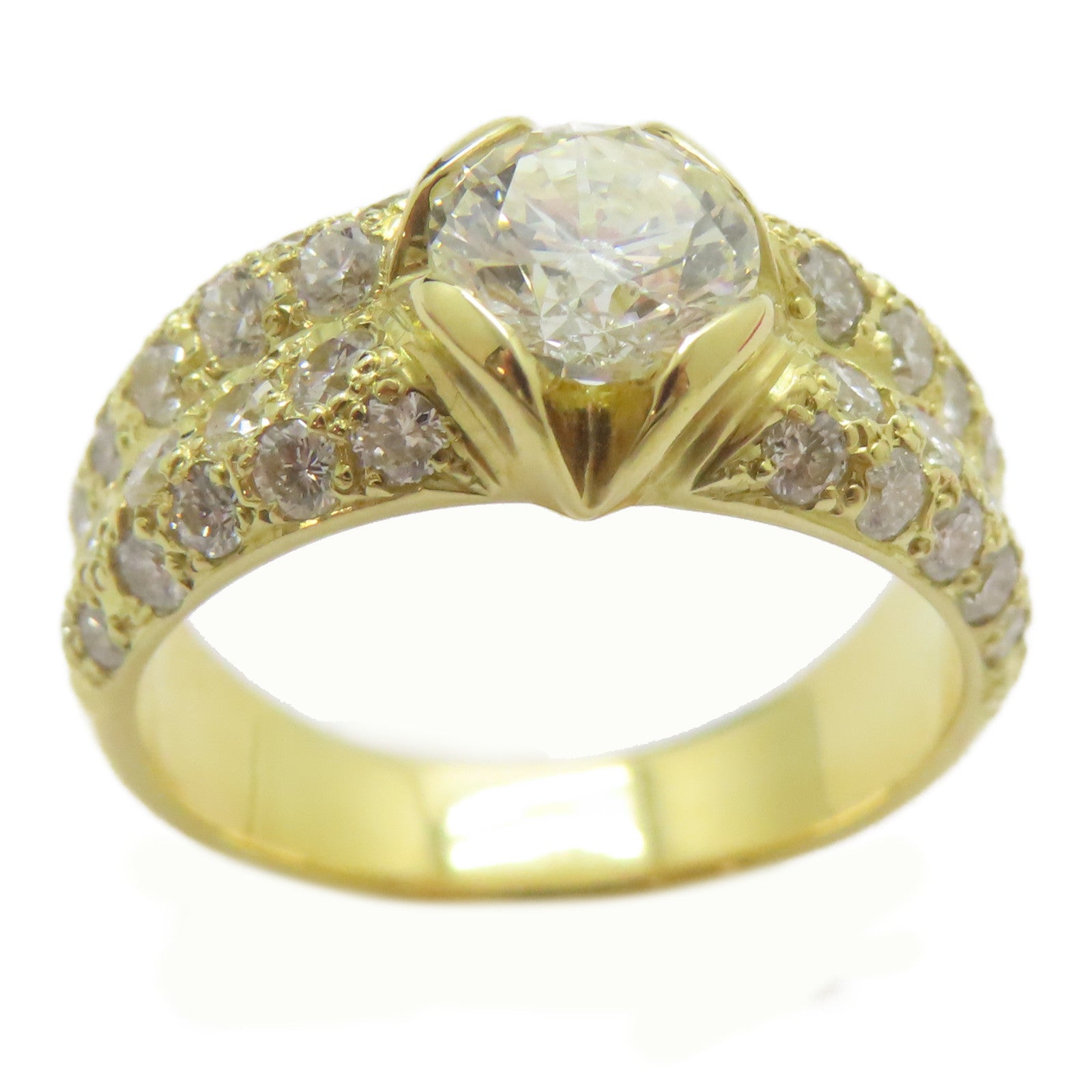 JEWELRY 18K黃金/1.069ct鑽石/1.01ct鑽石Diamond Ring戒指US#7