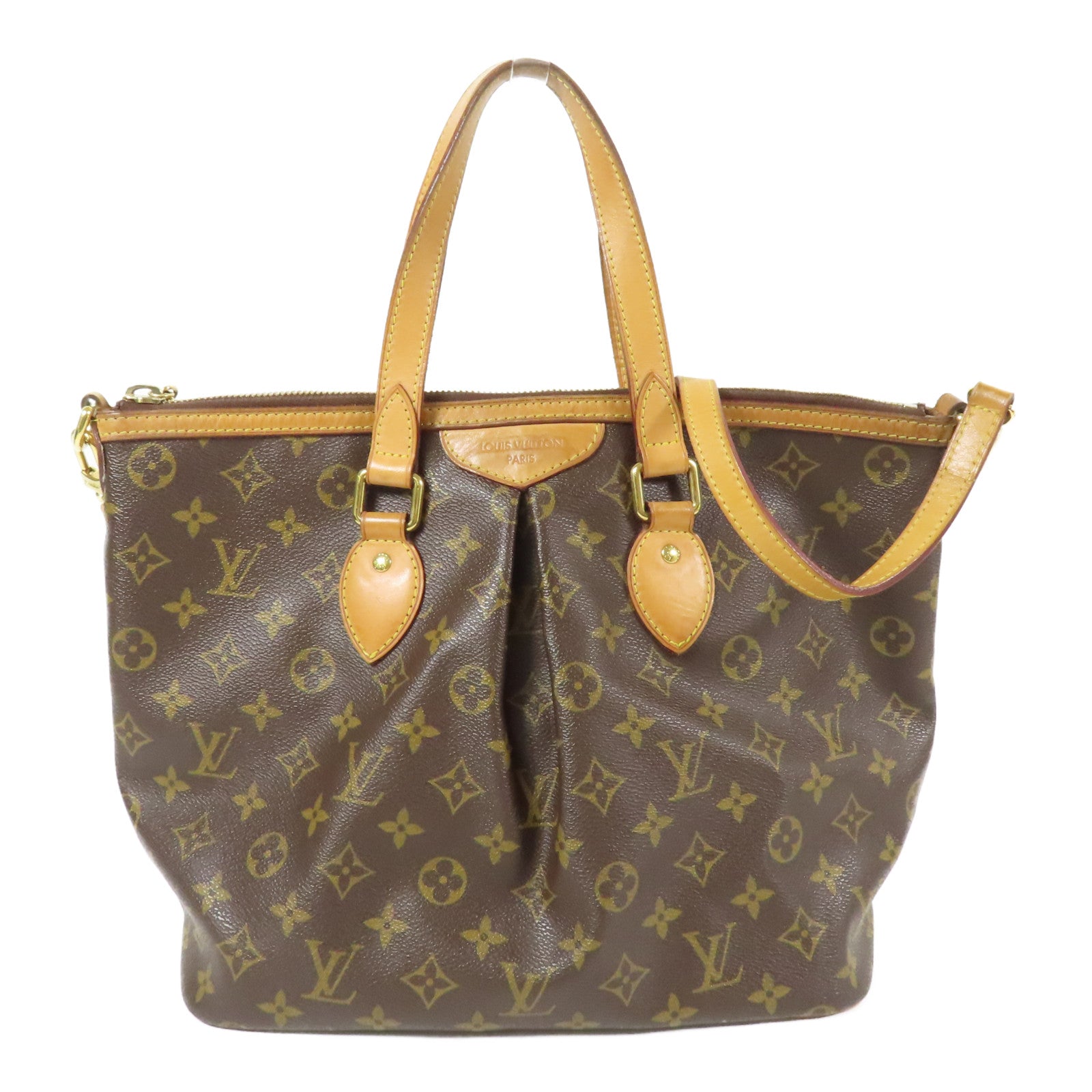 LOUIS VUITTON Monogram Palermo PM金扣手挽肩背兩用袋棕色
