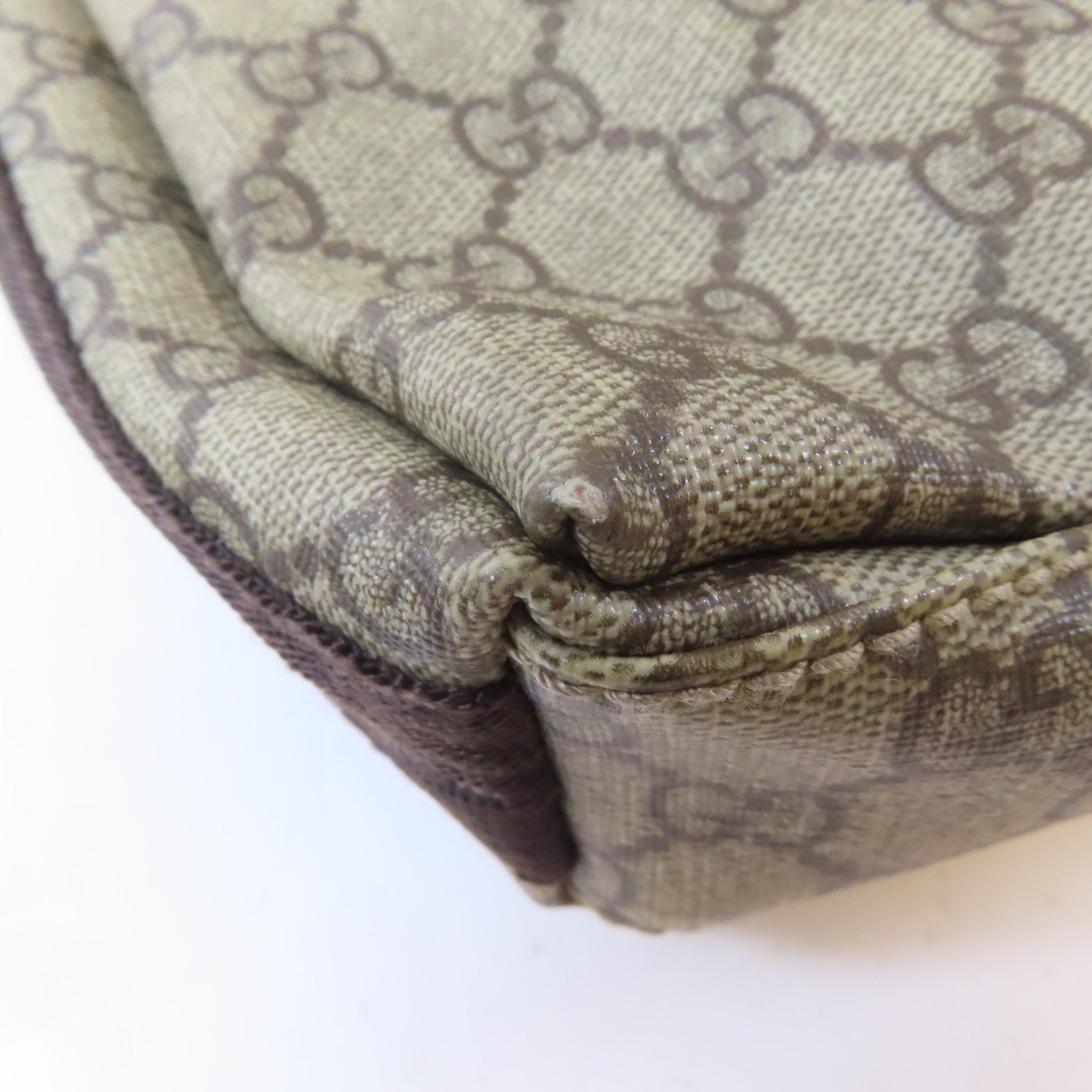 GUCCI 塗層帆布Cross Shoulder Bag銀扣肩背袋啡色