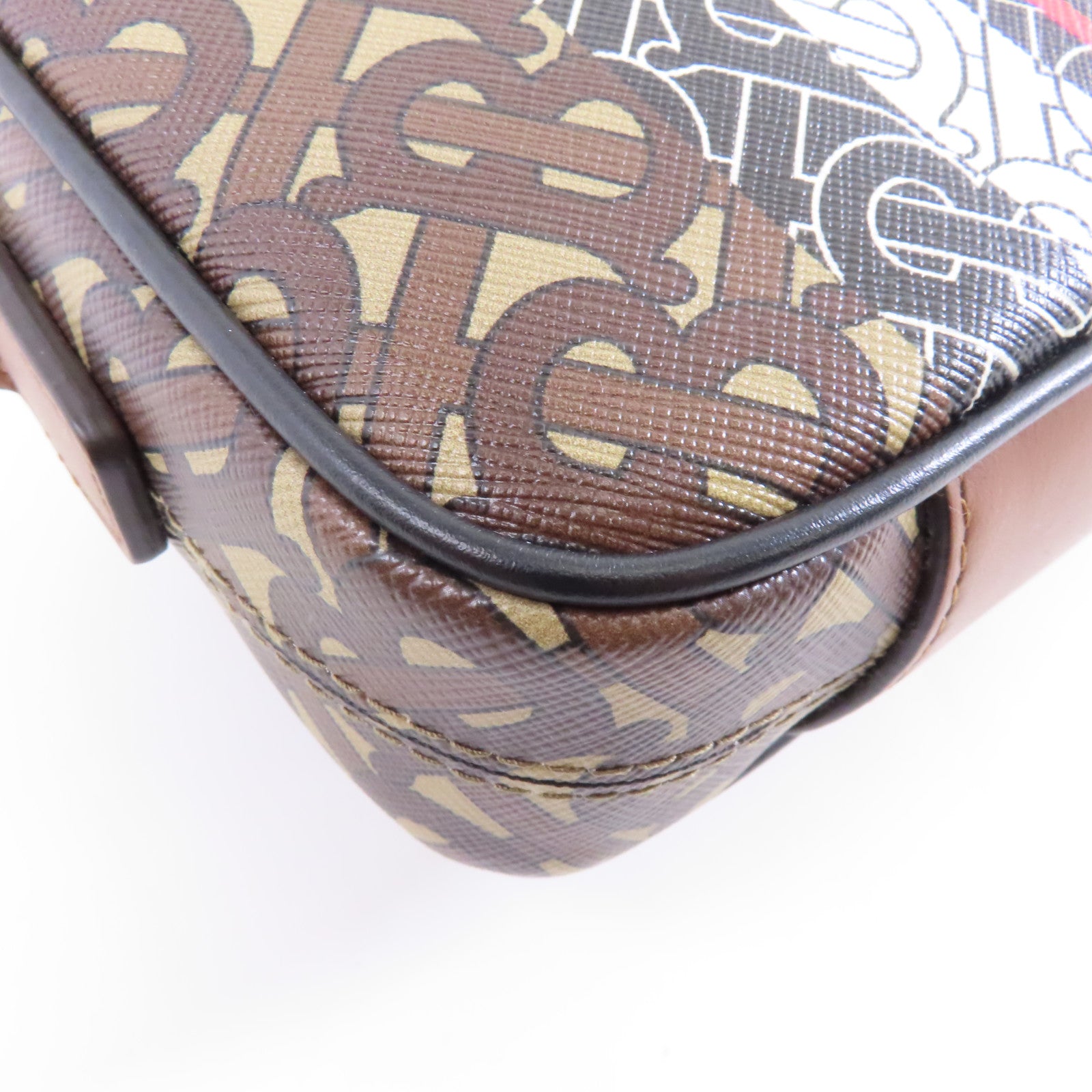 BURBERRY 【激減優惠】塗層帆布Shoulder Bag金扣肩背袋啡色