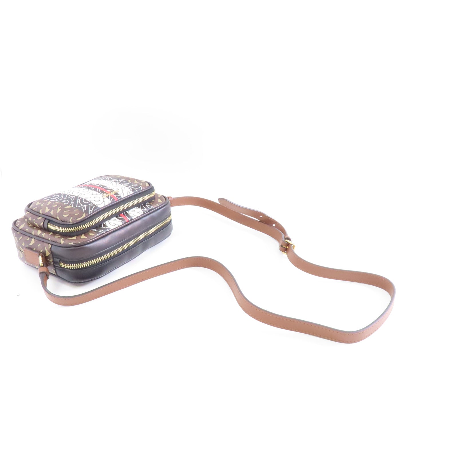 BURBERRY 【激減優惠】塗層帆布Shoulder Bag金扣肩背袋啡色