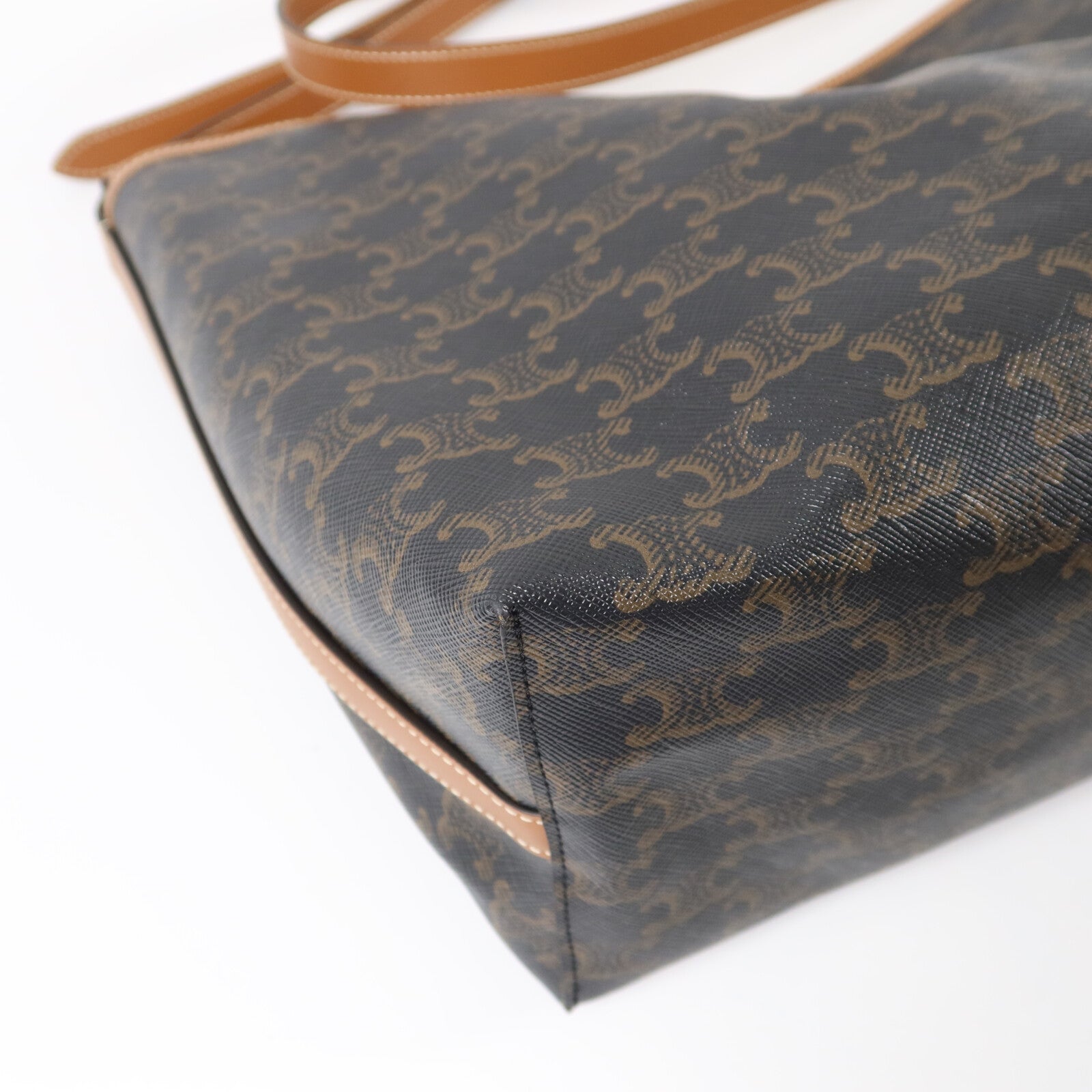 CELINE 塗層帆布/牛皮皮革Soft Shopper肩背袋