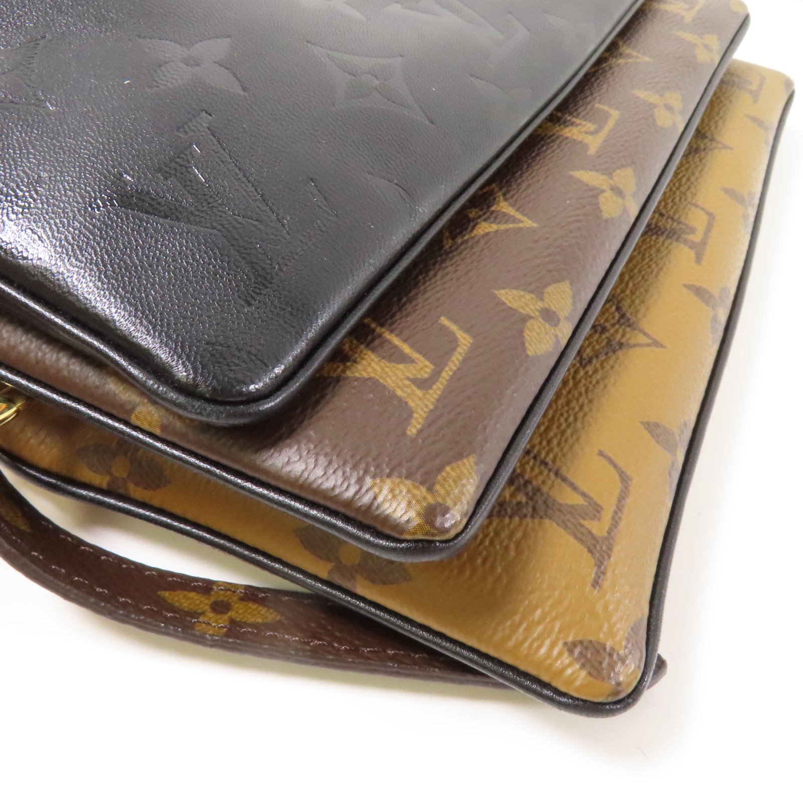 LOUIS VUITTON 【激減優惠】Monogram Reverse Multi Pochette金扣肩背袋啡色/黑色