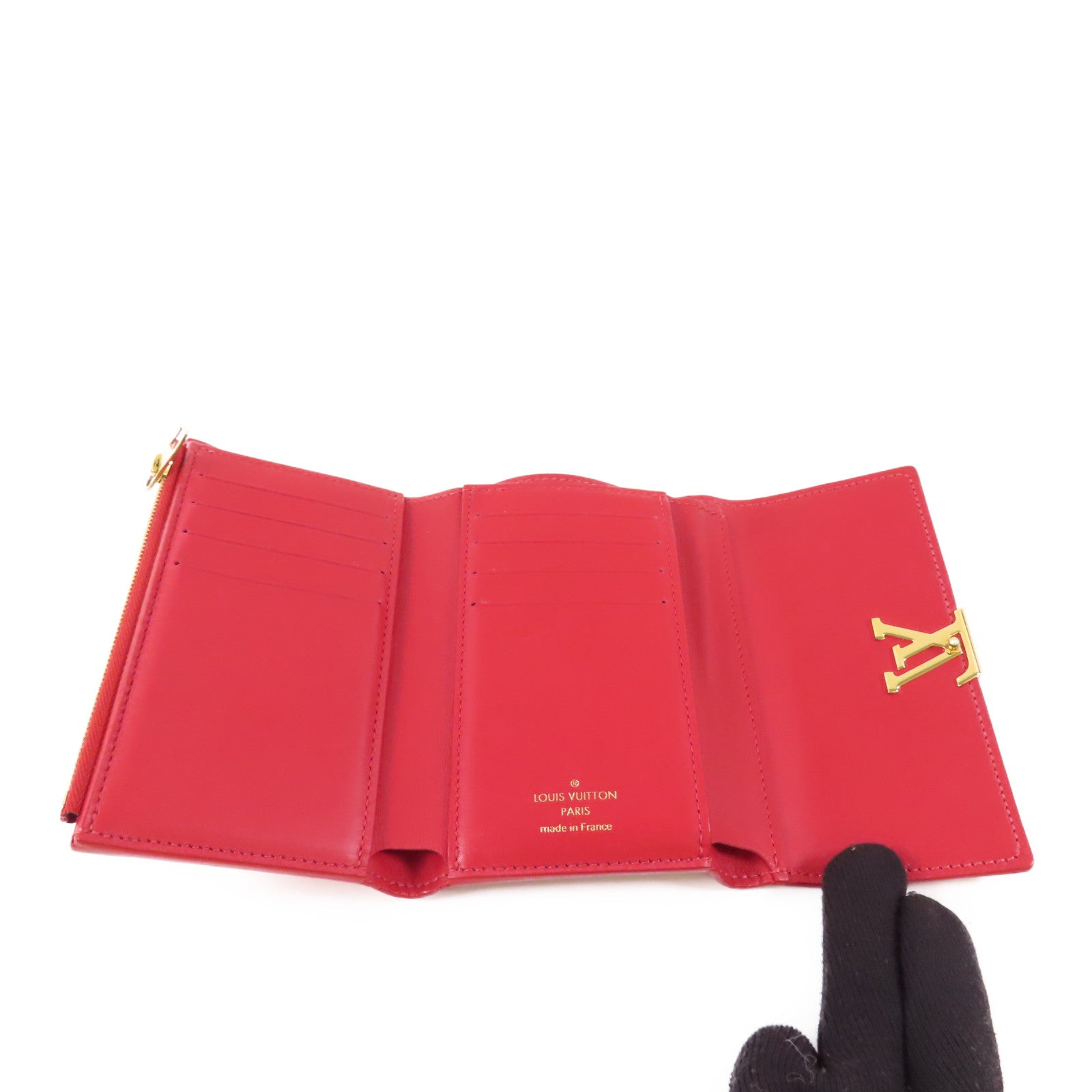 LOUIS VUITTON 牛皮皮革Capucines金扣錢包