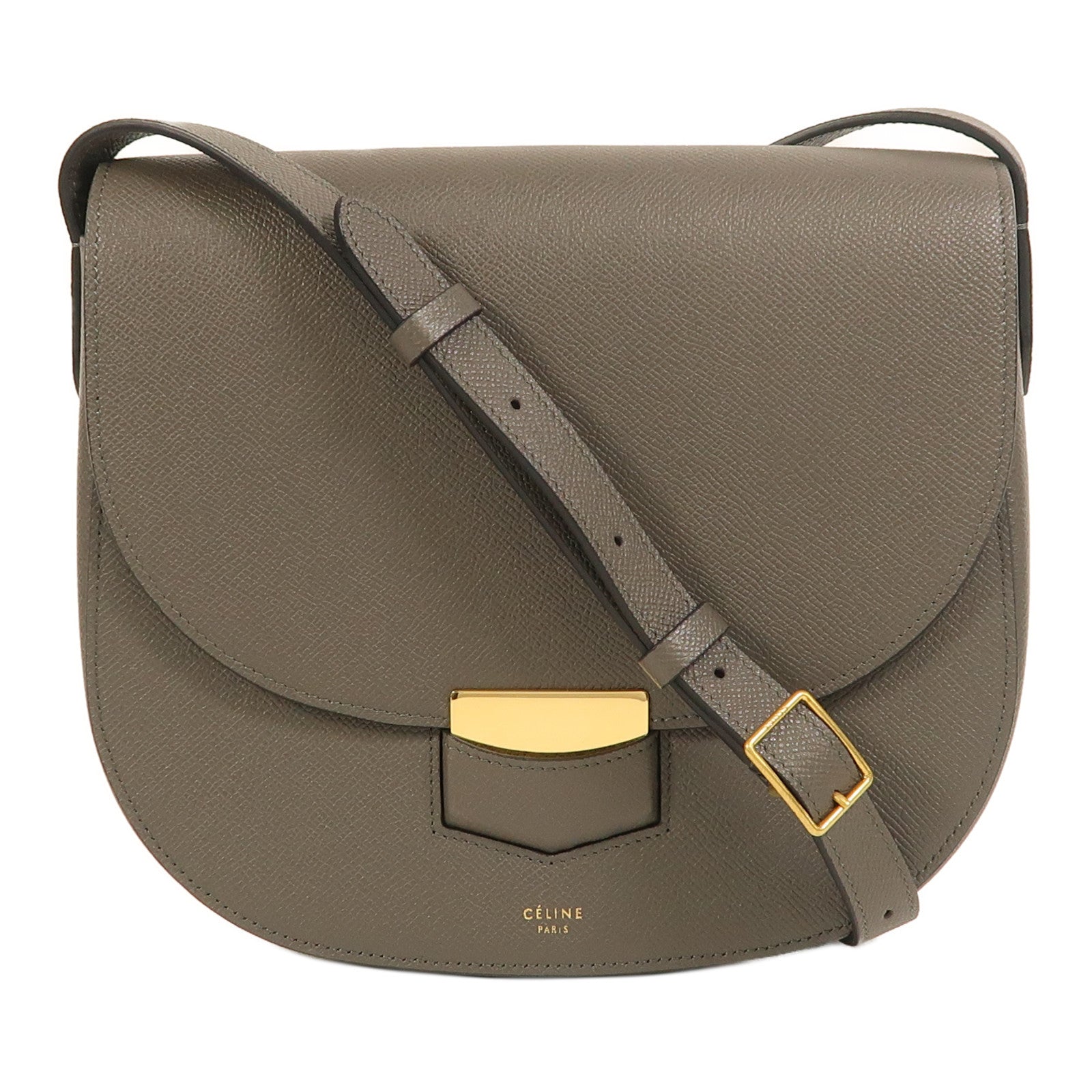 CELINE 牛皮皮革Trotteur金扣肩背袋