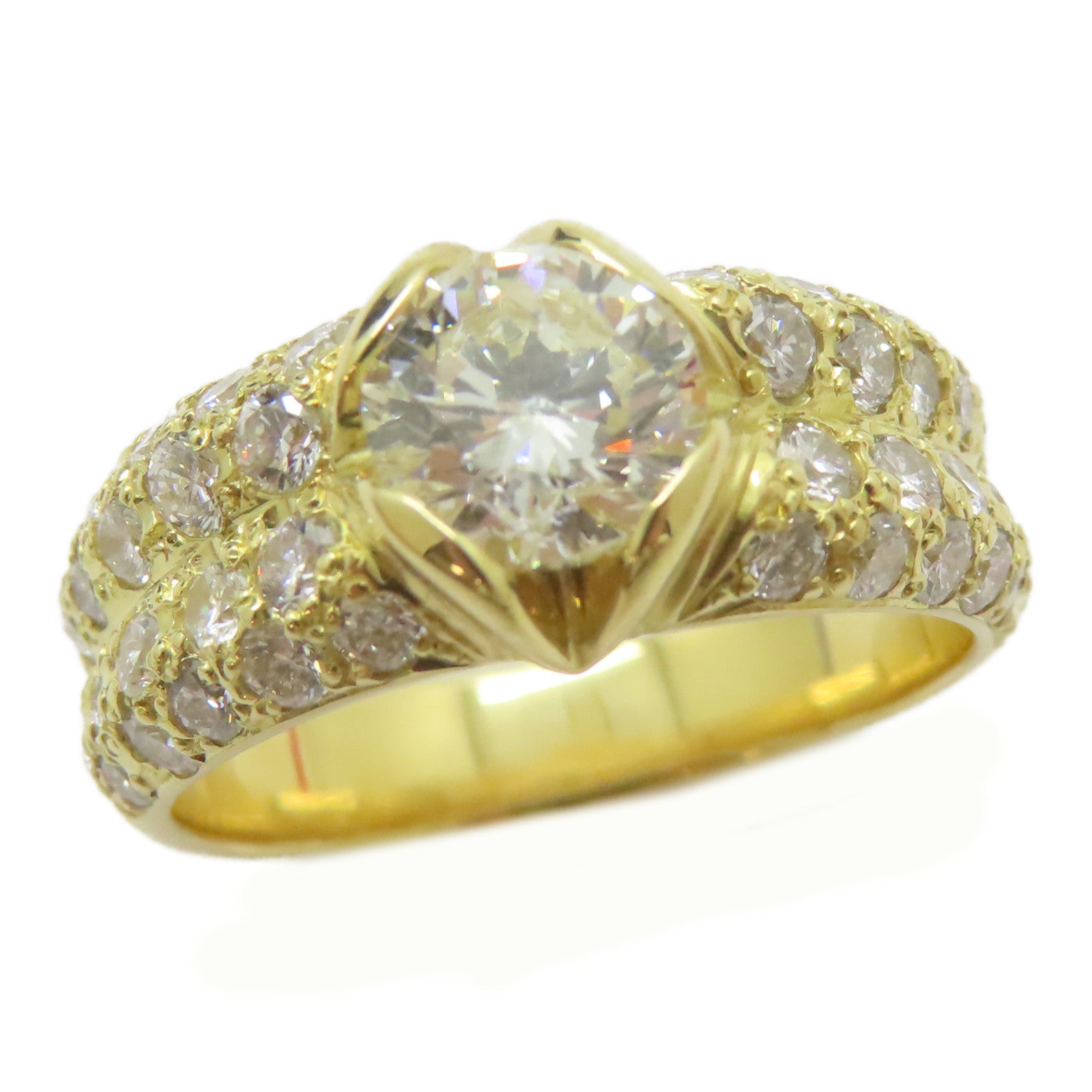 JEWELRY 18K黃金/1.069ct鑽石/1.01ct鑽石Diamond Ring戒指US#7