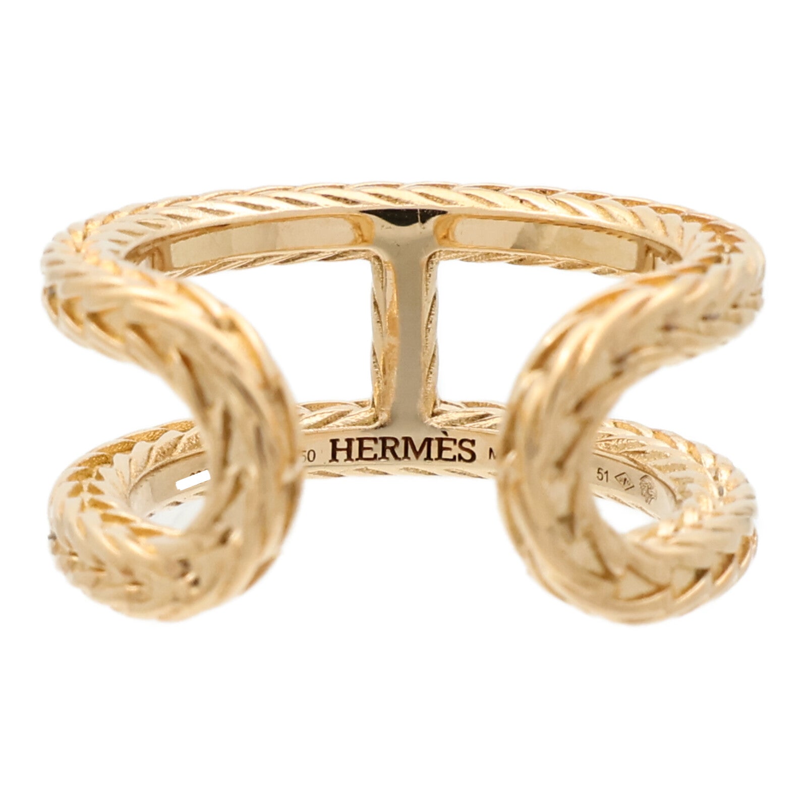 HERMES 18K黃金Chaine d'ancre Danae Ring戒指Hermes#51/US#5.75