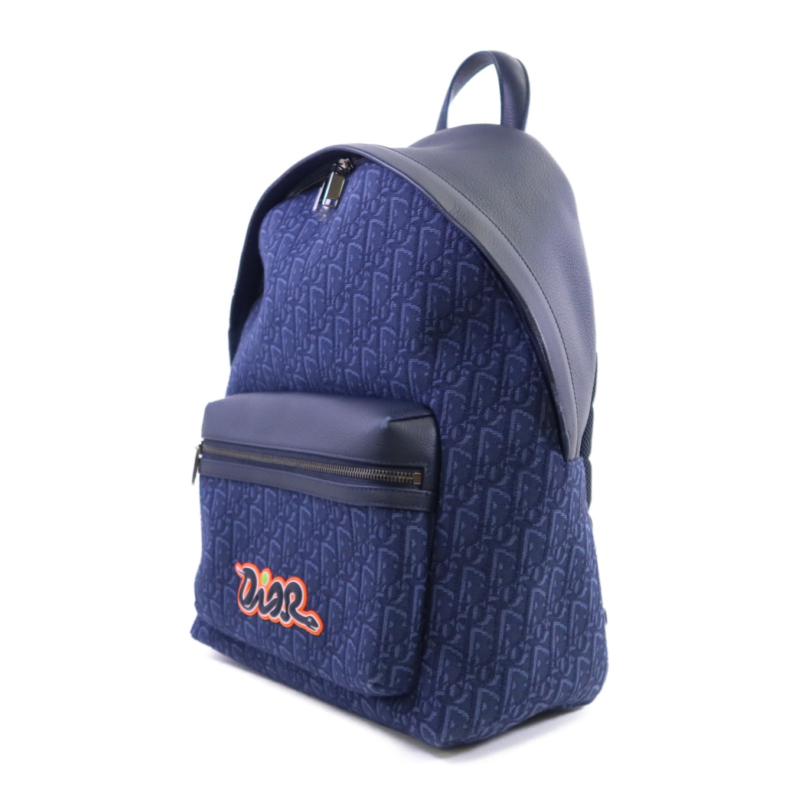 Dior Obriqur帆布/牛皮皮革Dior X Kaws Rider 2.0 Zipped Backpack銀扣背包
