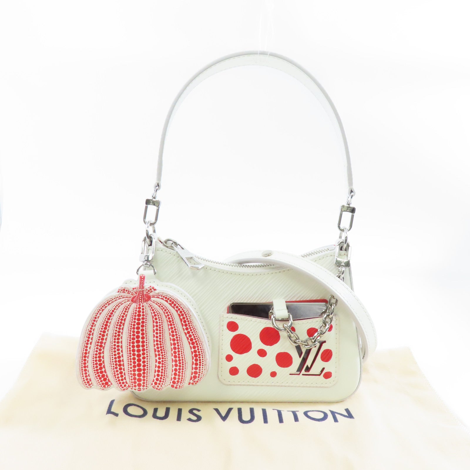 LOUIS VUITTON 【激減優惠】Epi LV x YK Marellini銀扣手挽肩背兩用袋白色/紅色