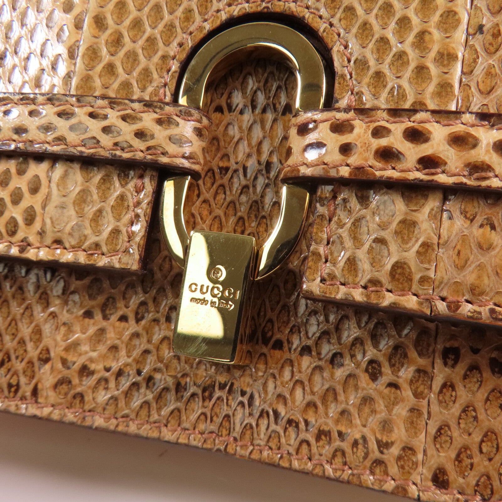 GUCCI 【激減優惠】蛇皮皮革Hand Bag金扣手挽袋