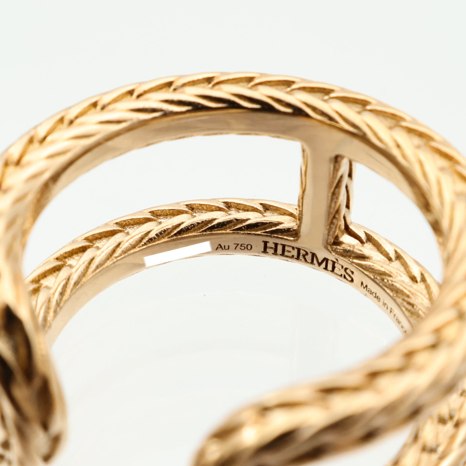 HERMES 18K黃金Chaine d'ancre Danae Ring戒指Hermes#51/US#5.75