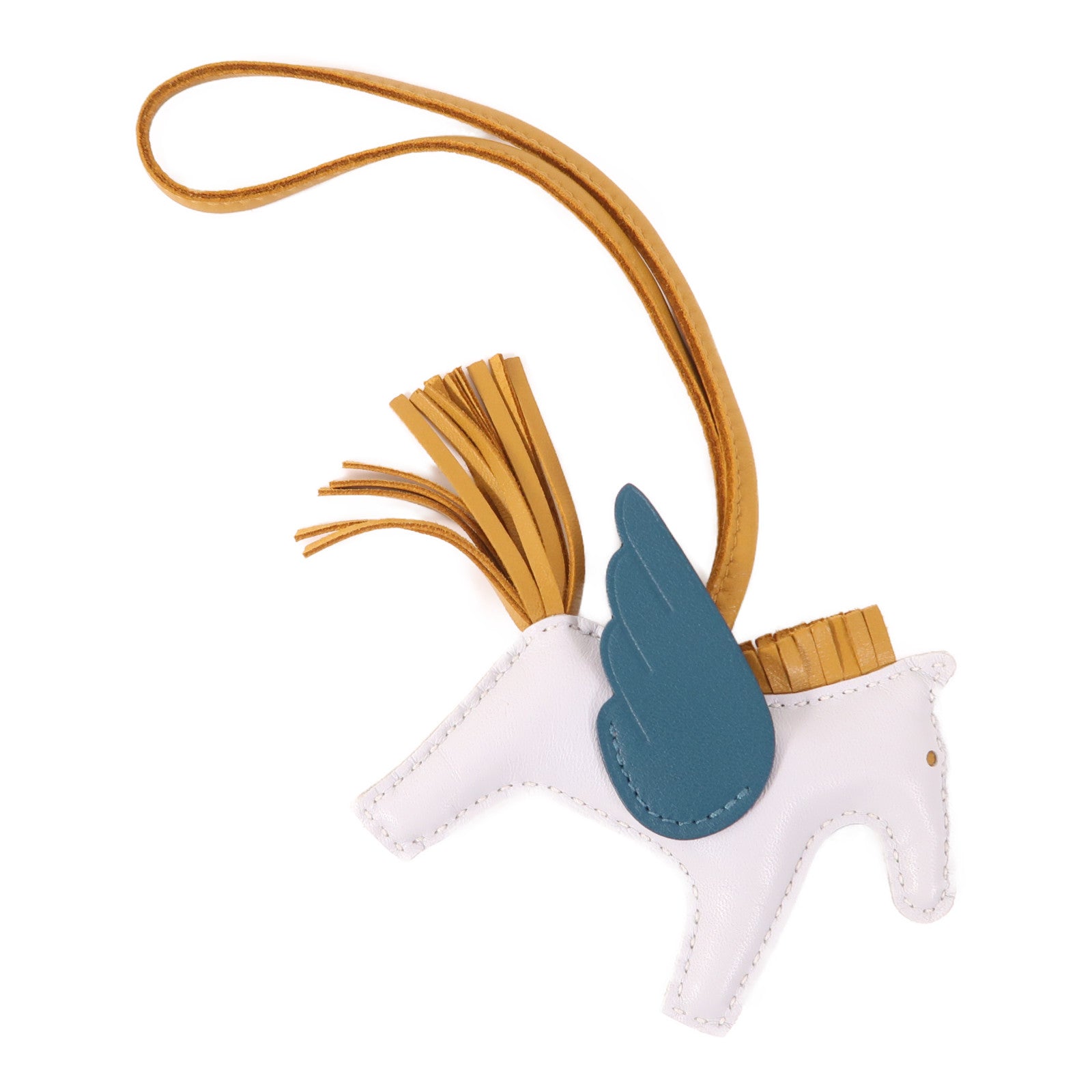 HERMES Rodeo PM Charm Swift Leather Light Blue/Brown