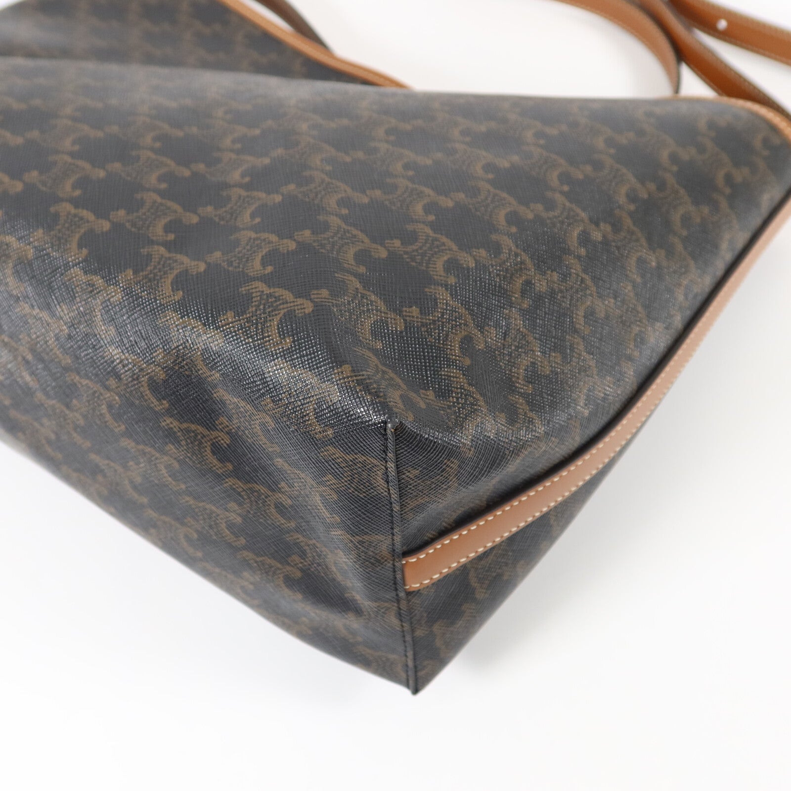 CELINE 塗層帆布/牛皮皮革Soft Shopper肩背袋